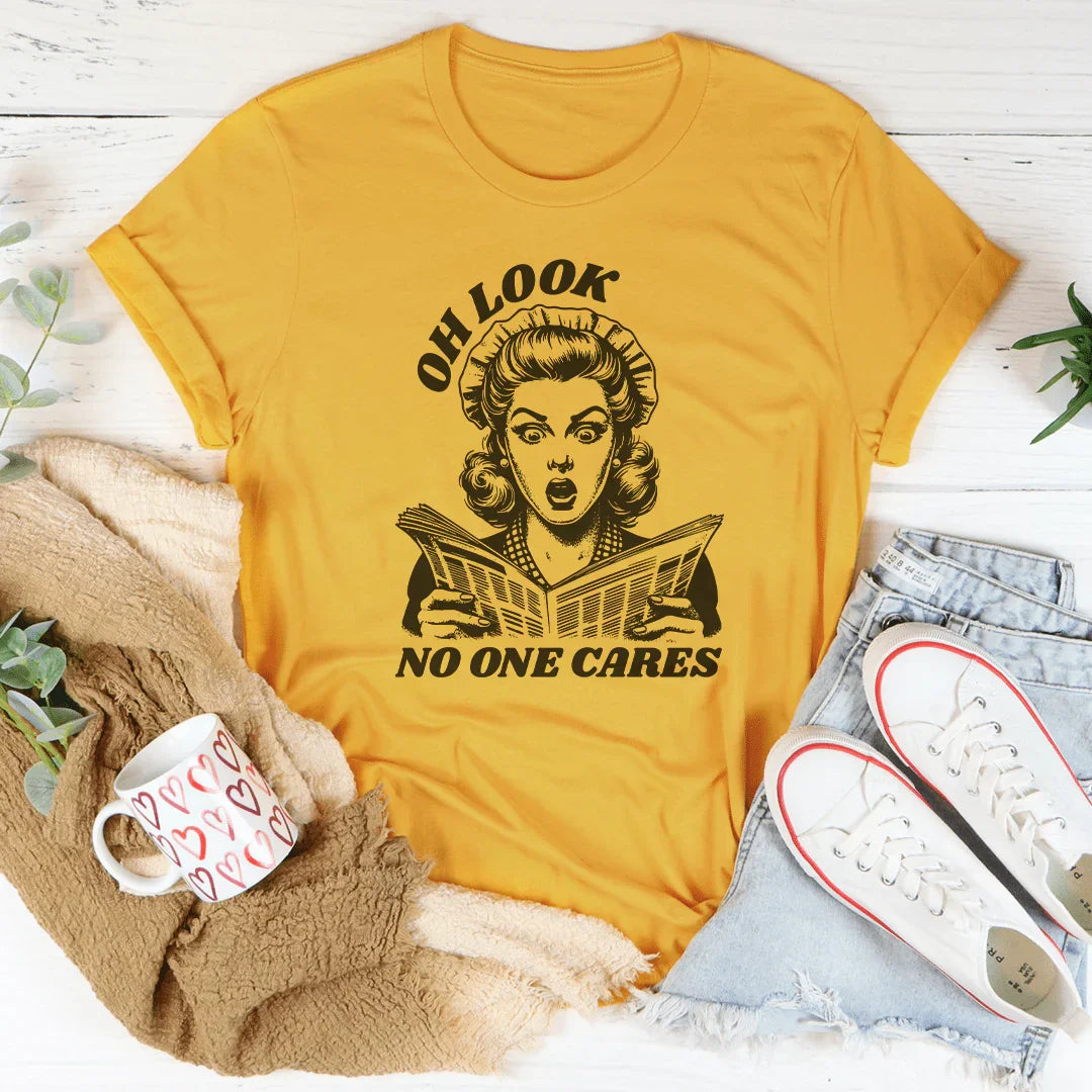 Oh Look No One Cares Tee Mustard / S Peachy Sunday T-Shirt