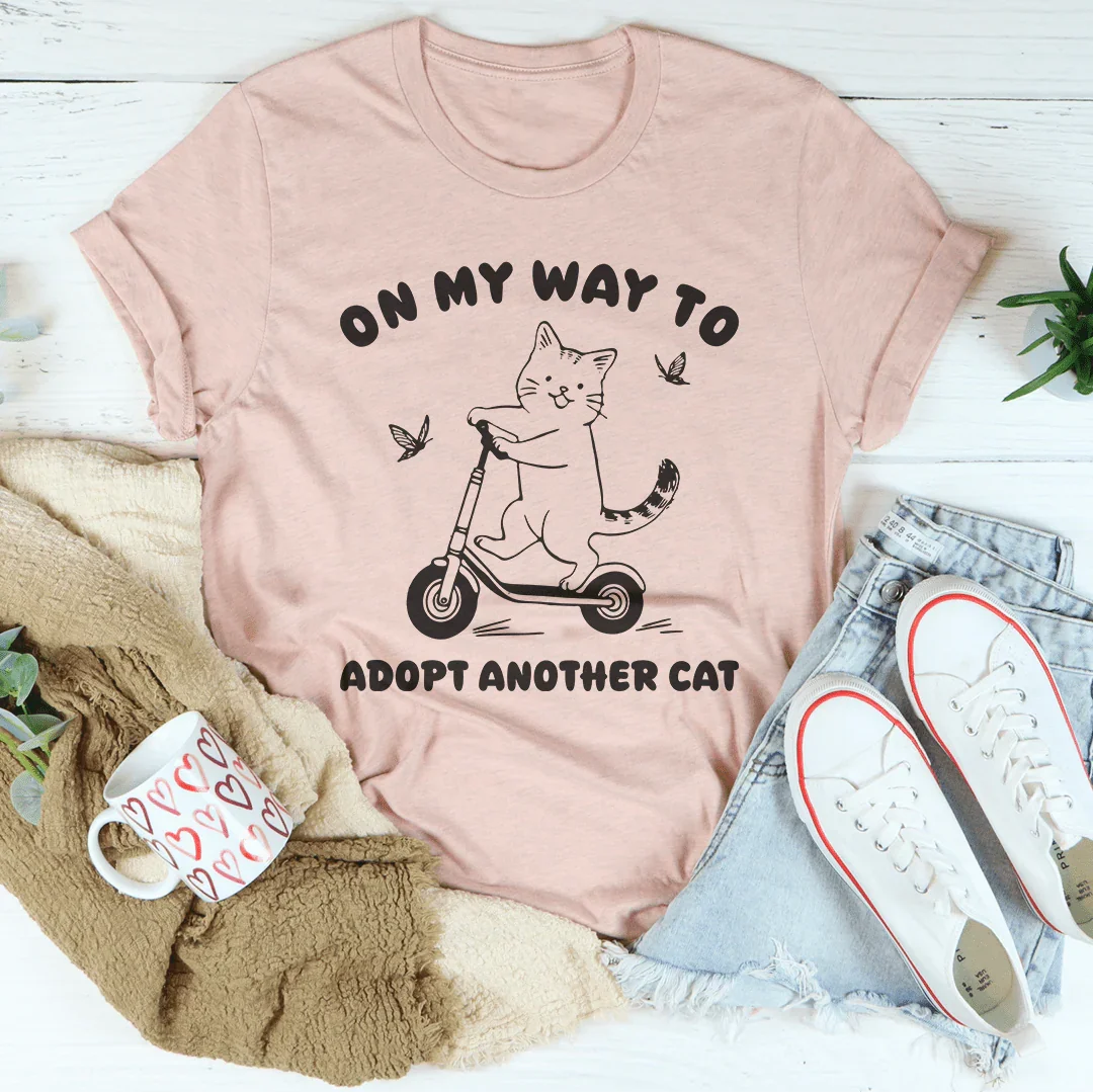 On My Way To Adopt Another Cat Tee Heather Prism Peach / S Peachy Sunday T-Shirt
