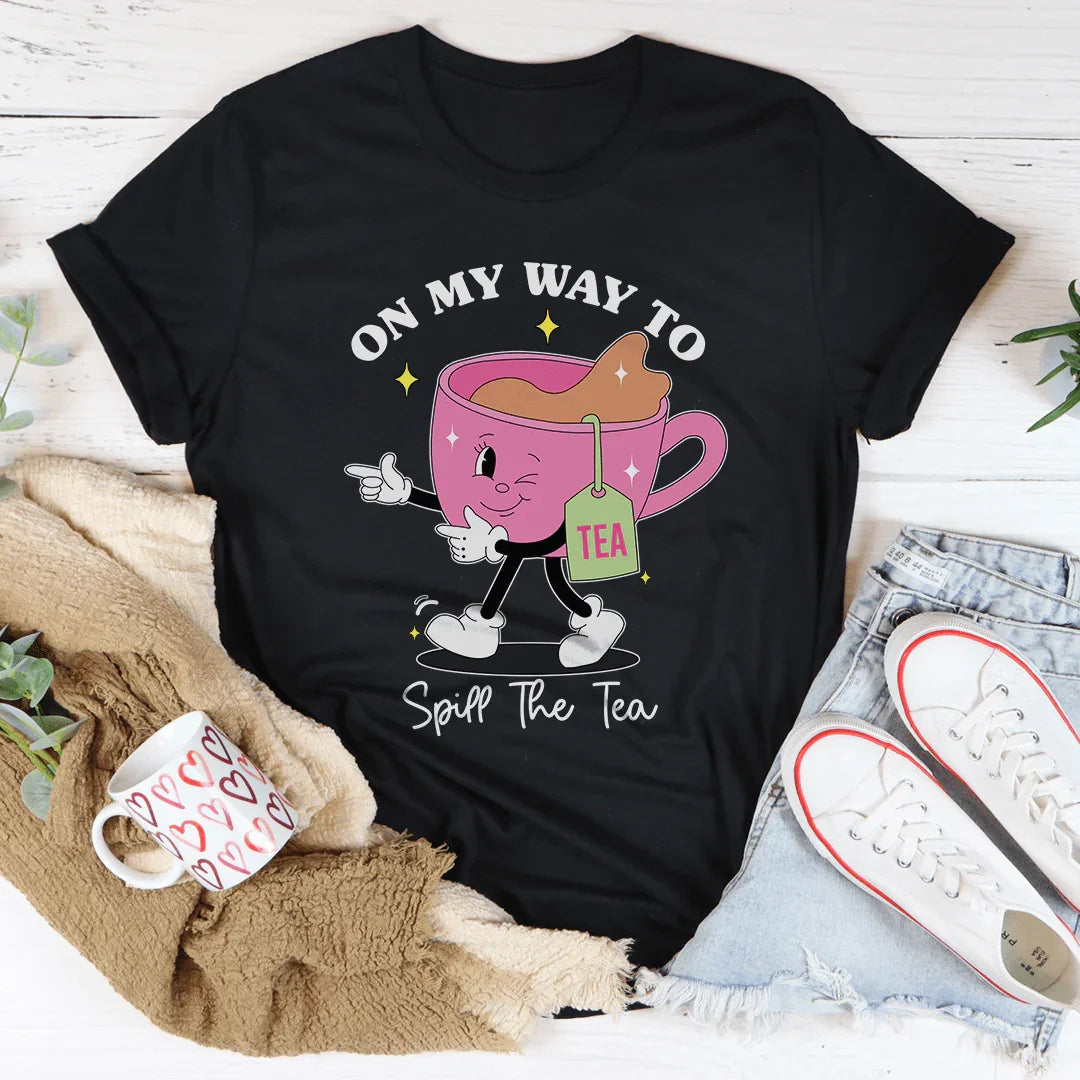On My Way To Spill The Tea Tee Black Heather / S Peachy Sunday T-Shirt