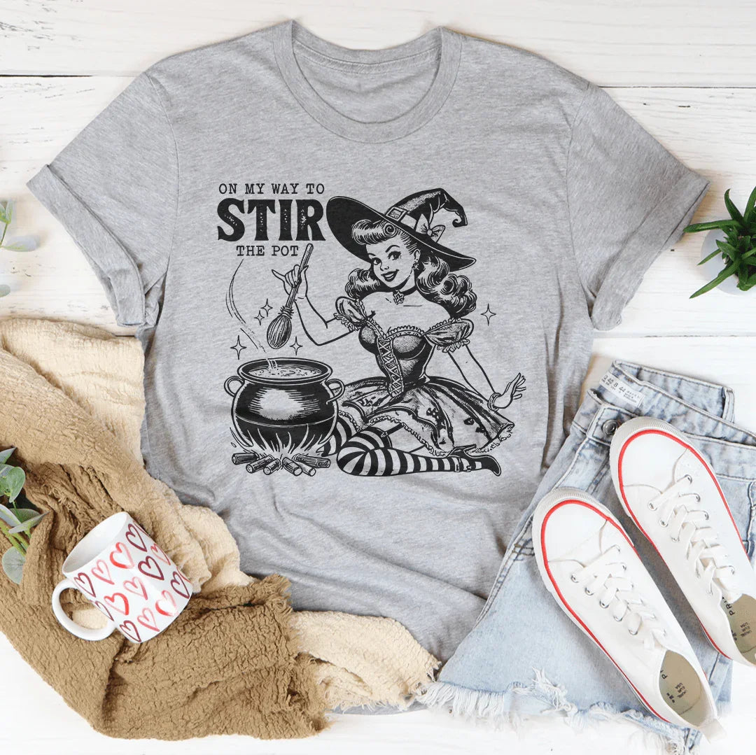 On My Way To Stir The Pot Tee Athletic Heather / S Peachy Sunday T-Shirt