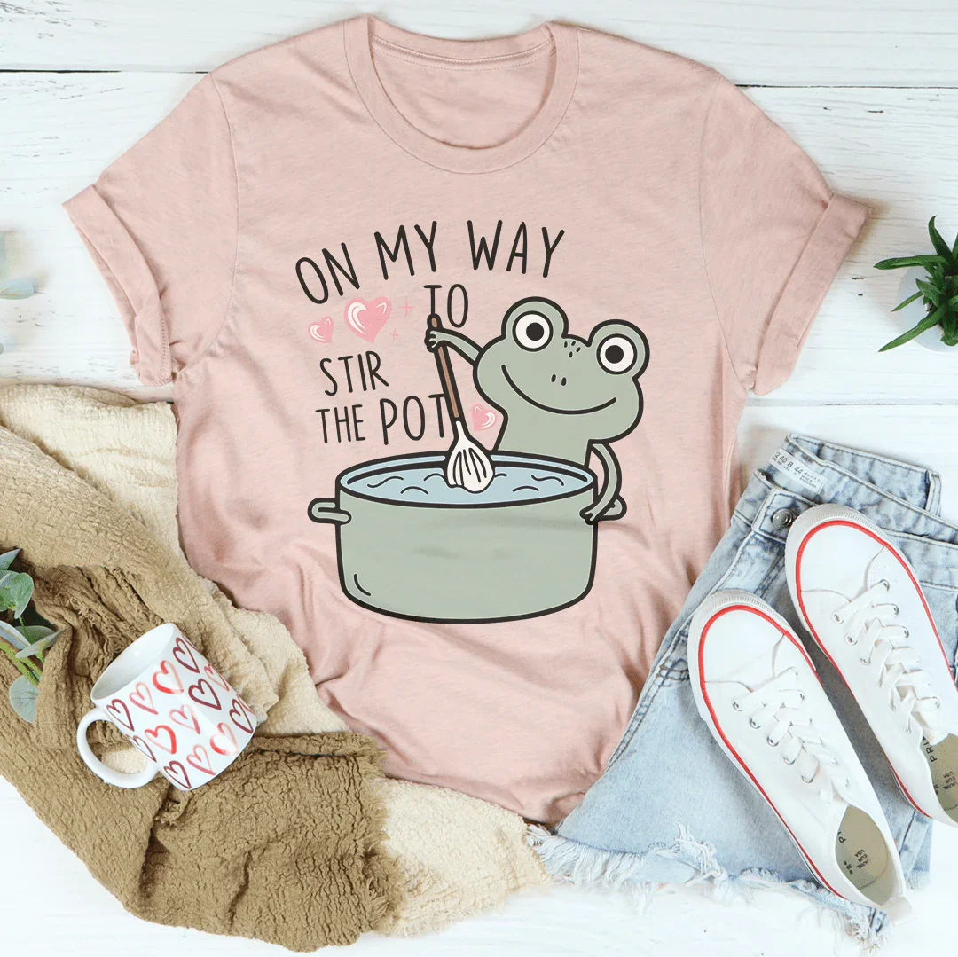 On My Way To Stir The Pot Tee Heather Prism Peach / S Peachy Sunday T-Shirt
