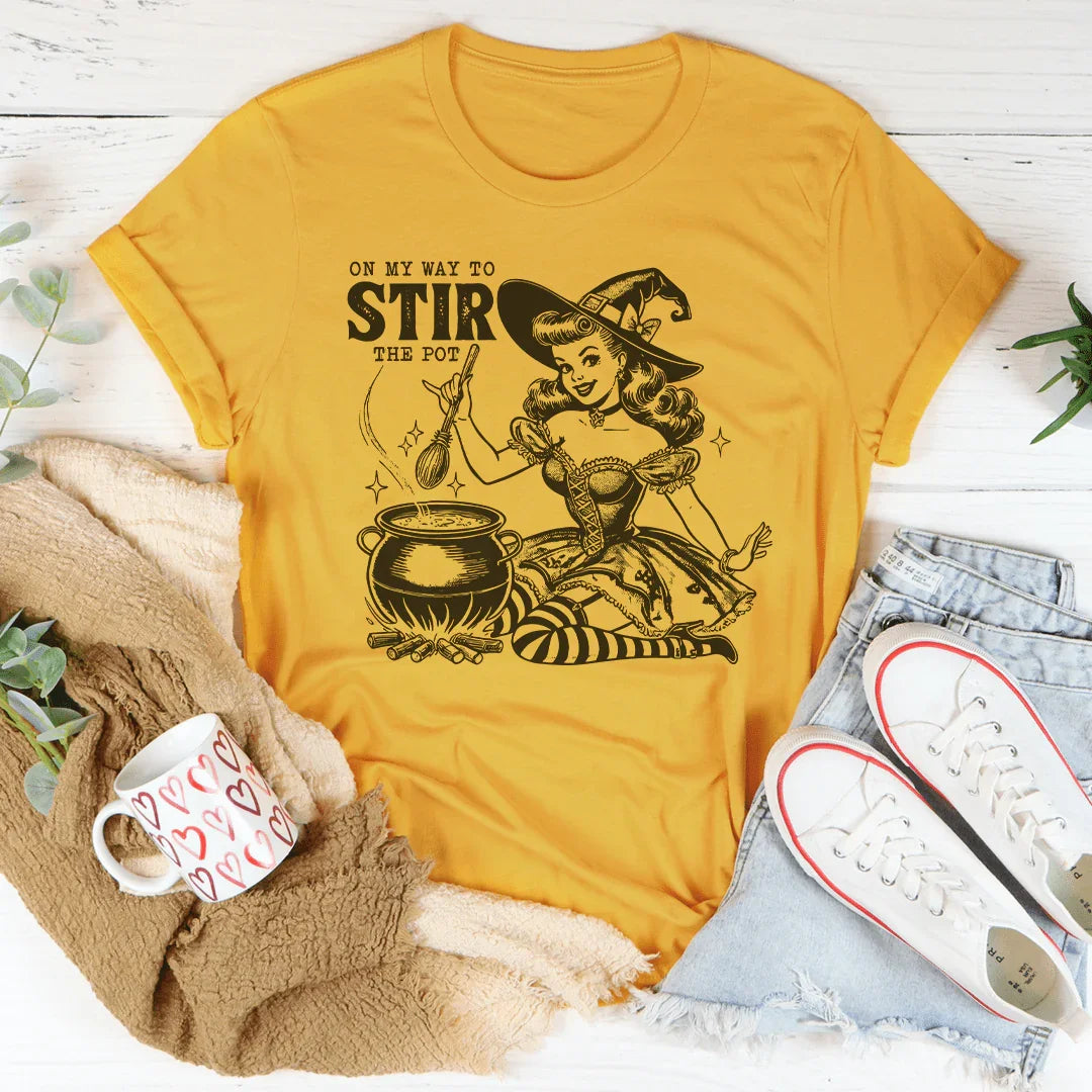 On My Way To Stir The Pot Tee Mustard / S Peachy Sunday T-Shirt
