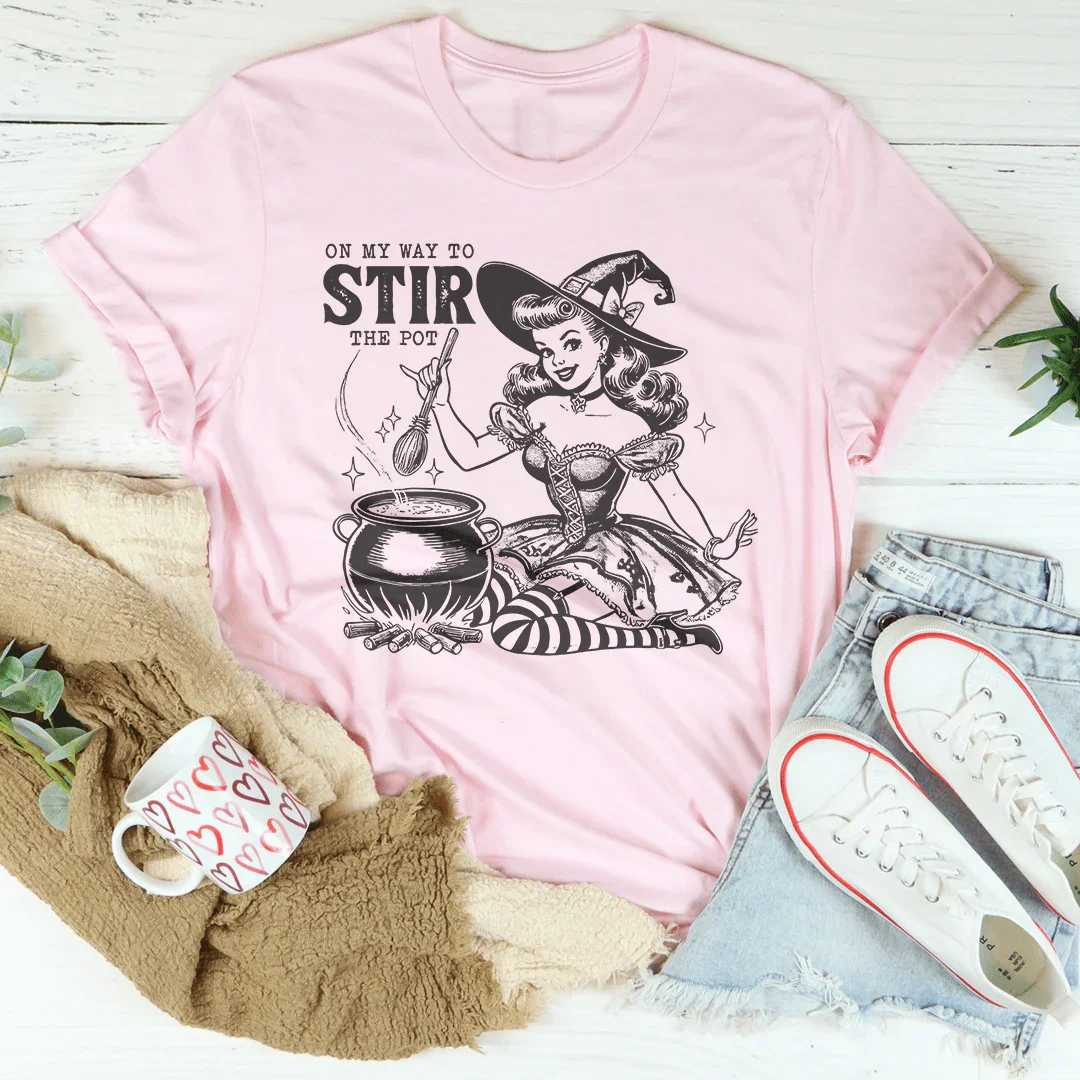 On My Way To Stir The Pot Tee Pink / S Peachy Sunday T-Shirt