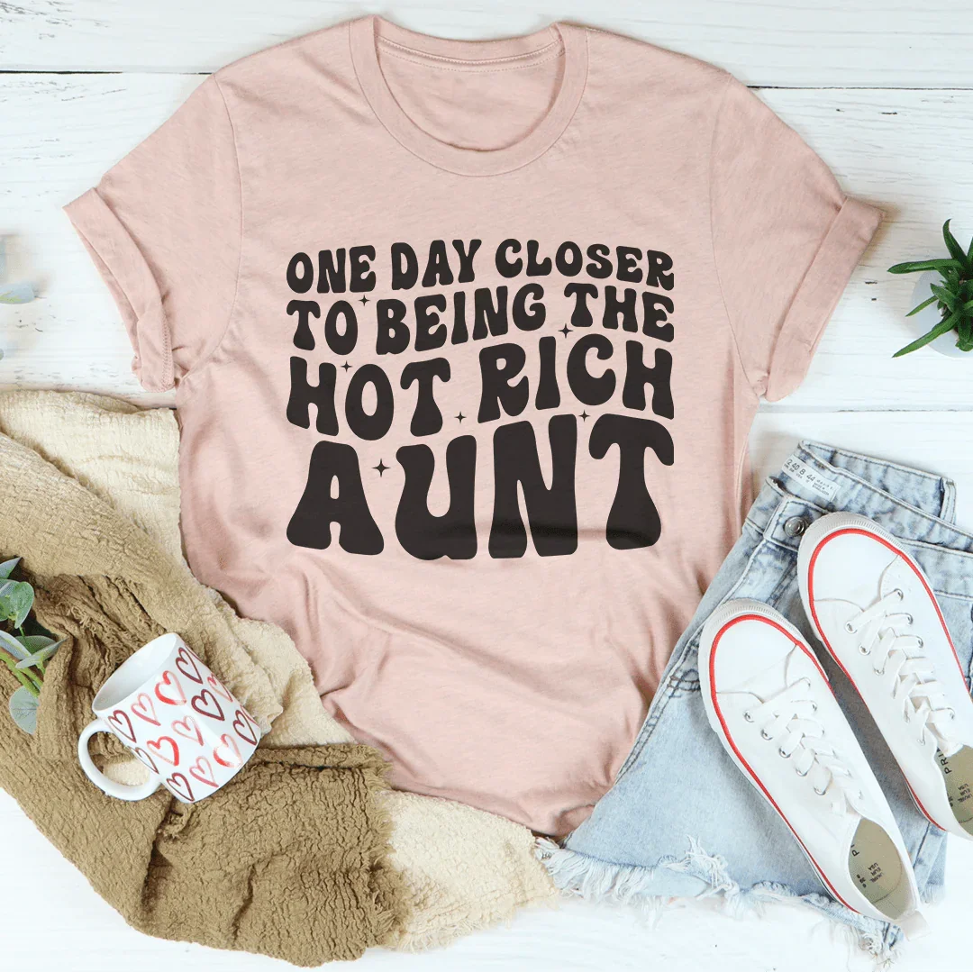 One Day Closer To Being The Hot Rich Aunt Tee Heather Prism Peach / S Peachy Sunday T-Shirt