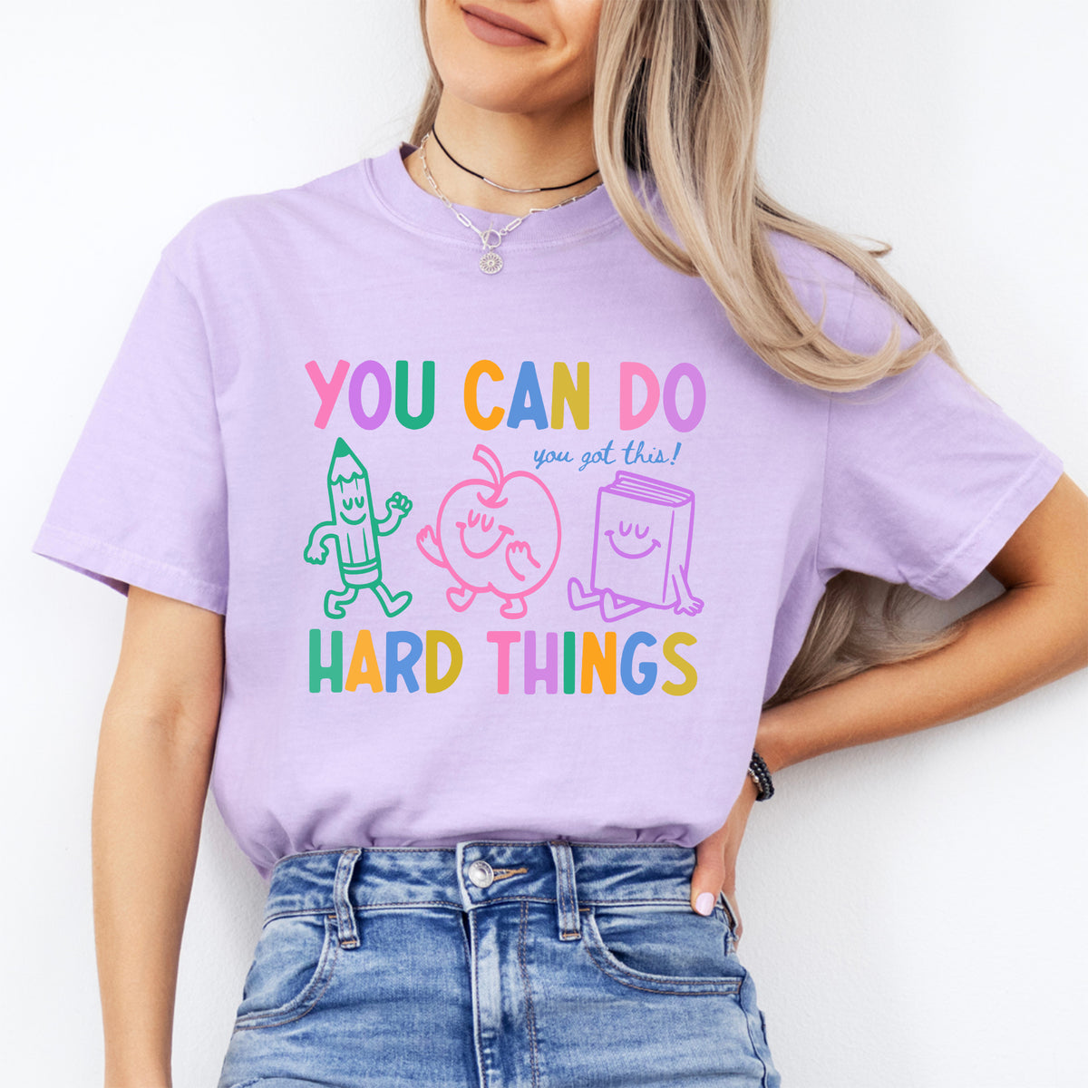T-shirt graphique d'encouragement pour enseignante - « Tu peux surmonter les difficultés - Tu vas y arriver ! »