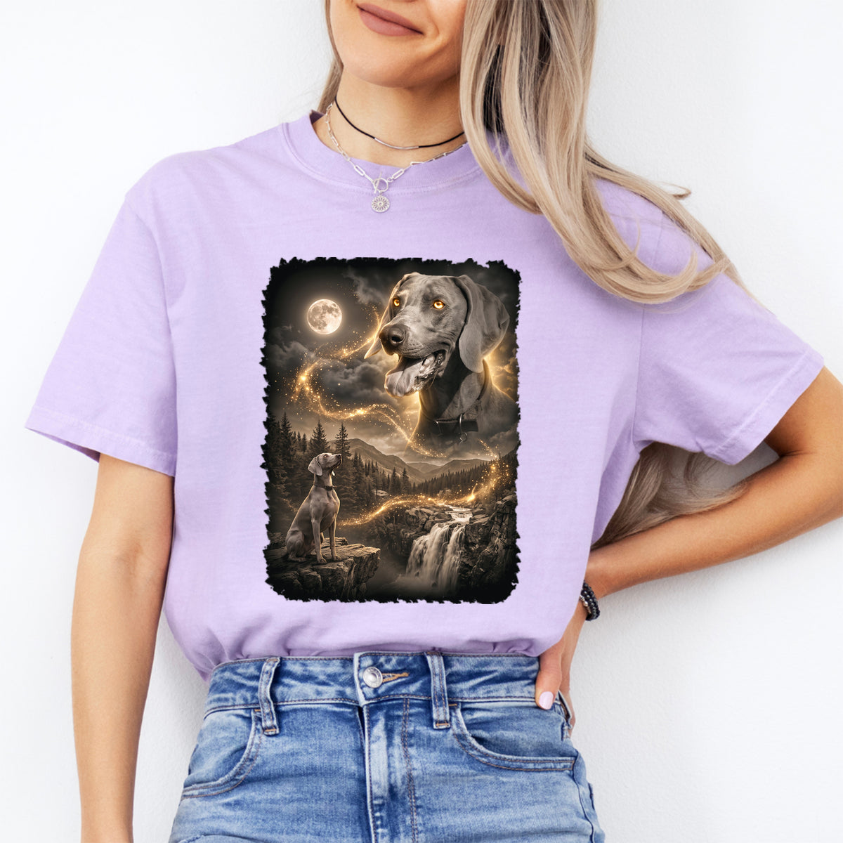 T-shirt personnalisé pour animal de compagnie « Chien hurlant à la lune »