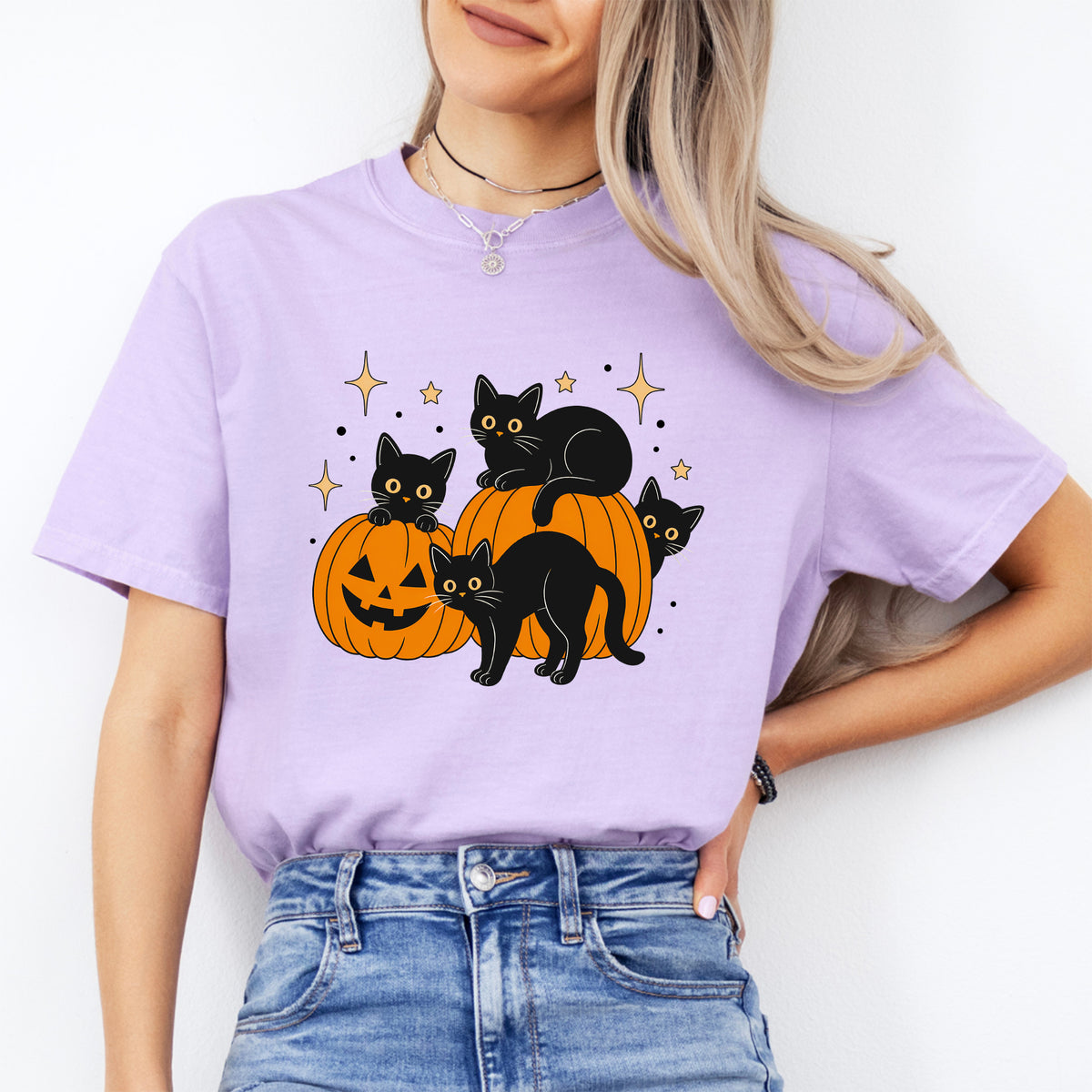 Halloween-T-Shirt „Schwarze Katze“