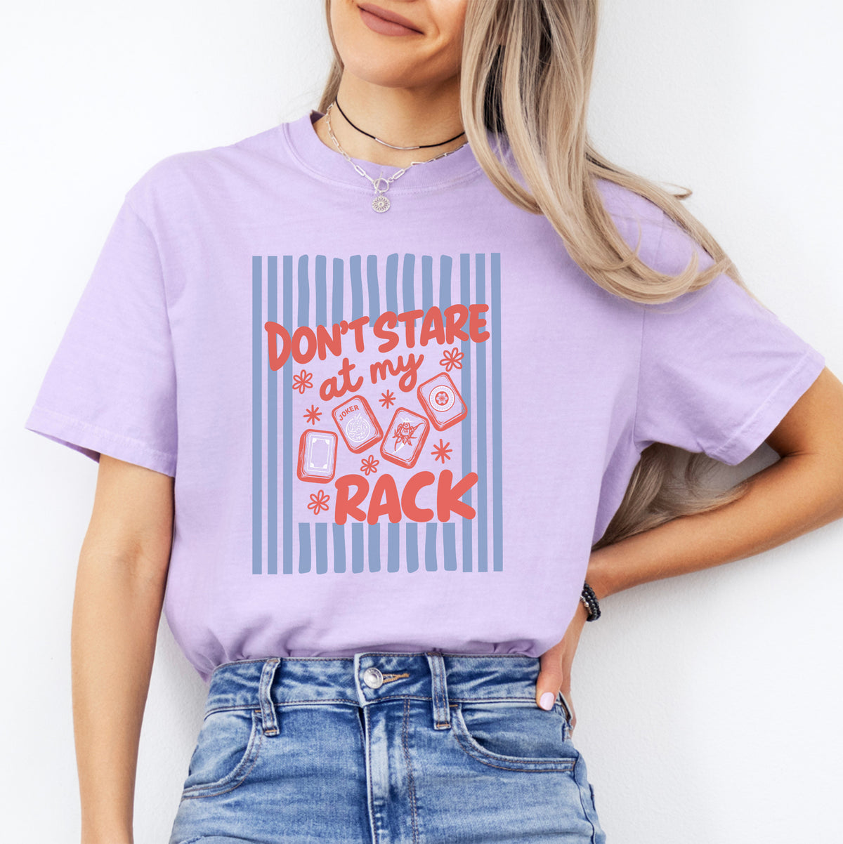 Personalized Striped Mahjong Sayings Tee