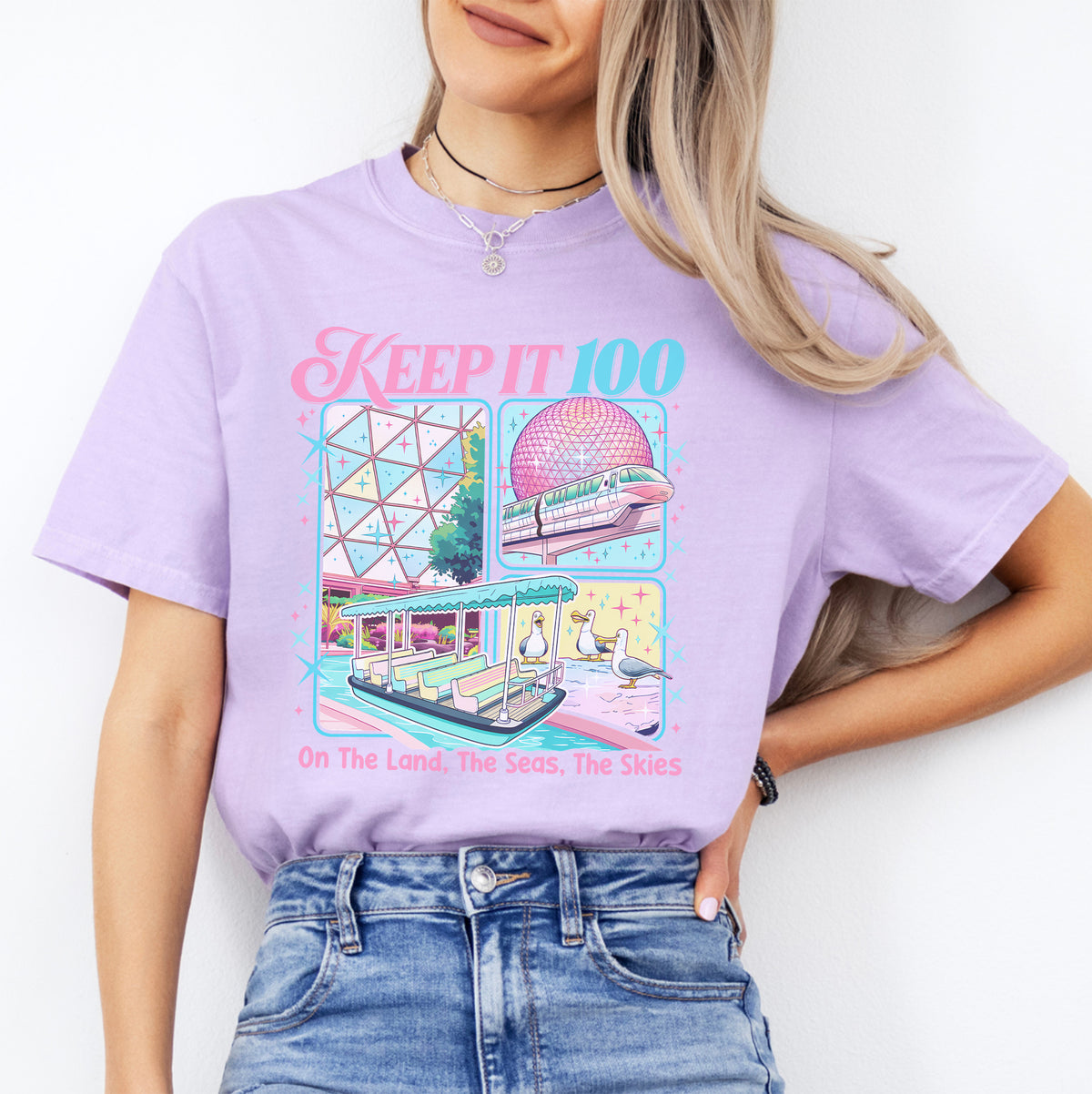 Keep It 100 The Land The Seas The Skies World Traveler Inspiriertes T-Shirt
