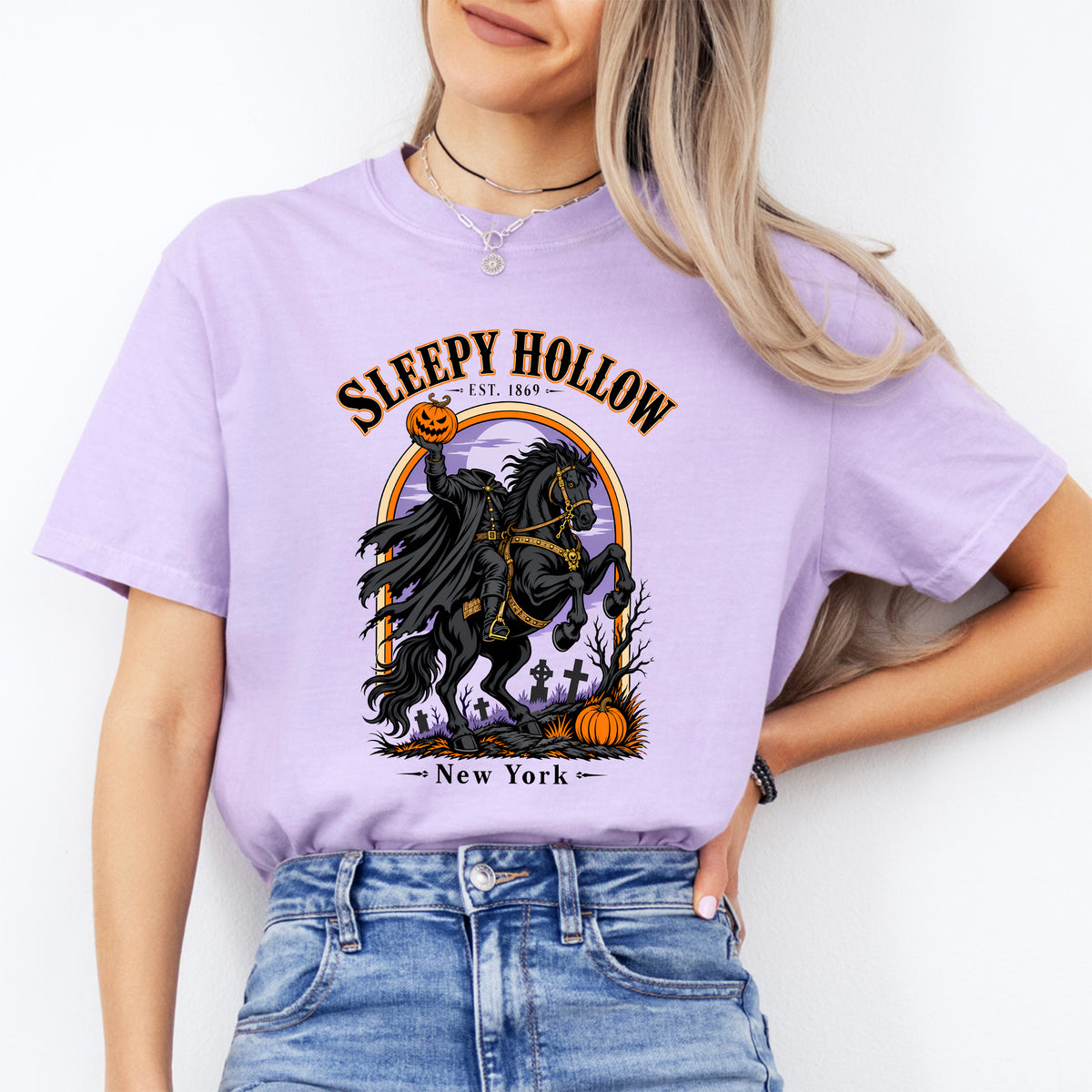 T-shirt à col rond graphique vintage du Cavalier sans tête de Sleepy Hollow