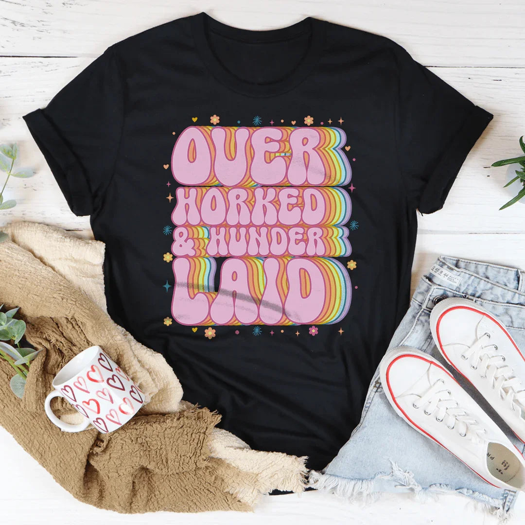 Over Worked & Under Laid Tee Black Heather / S Peachy Sunday T-Shirt