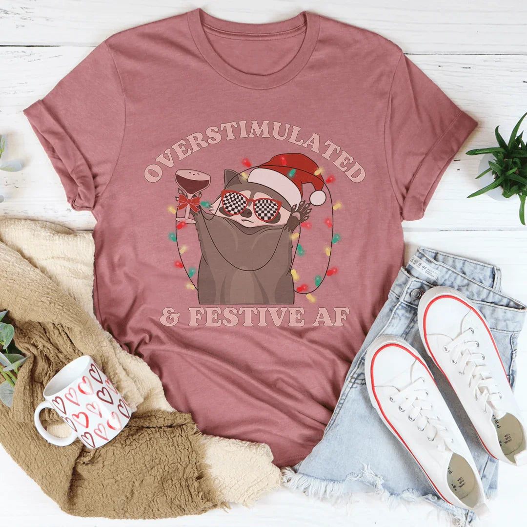Overstimulate & Festive Af Tee Mauve / S Peachy Sunday T-Shirt