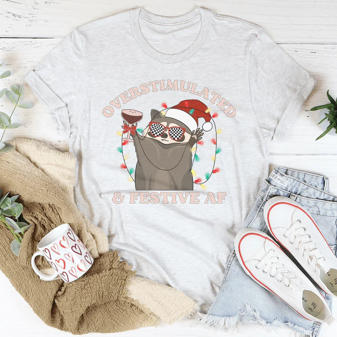 Overstimulate & Festive Af Tee White / S Peachy Sunday T-Shirt