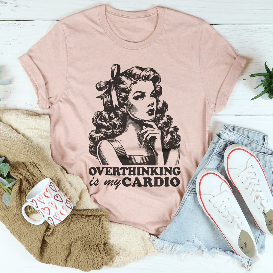 Overthinking Is My Cardio Tee Heather Prism Peach / S Peachy Sunday T-Shirt