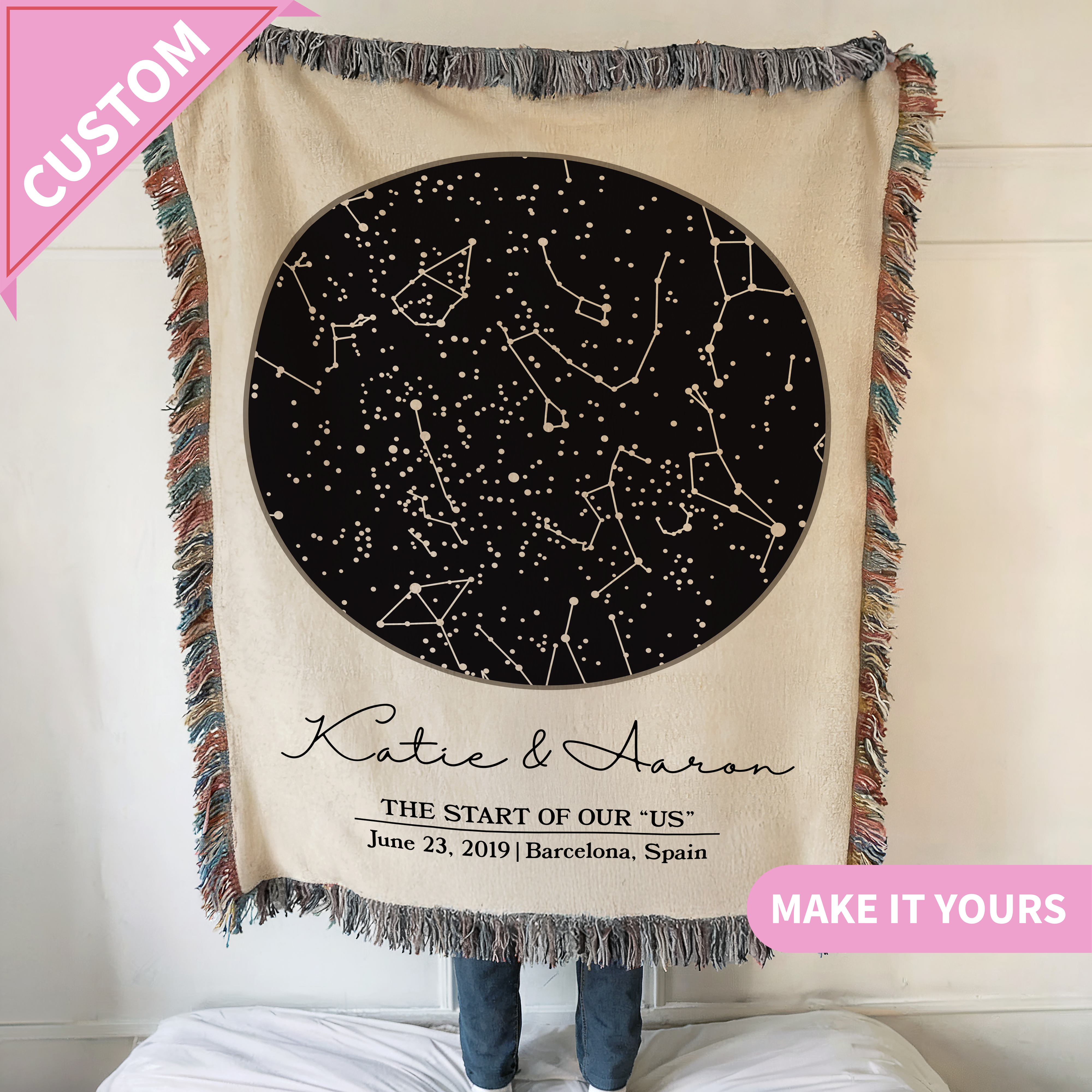 Custom Star Map Night Sky Gift Blanket