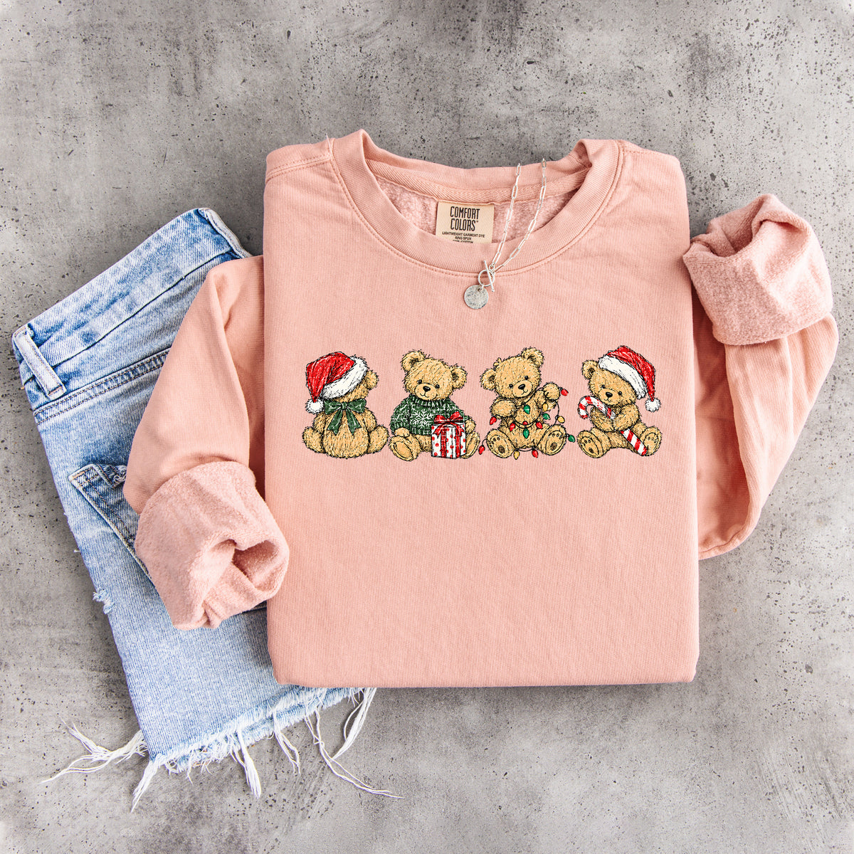Sudadera de ositos de peluche navideños antiguos
