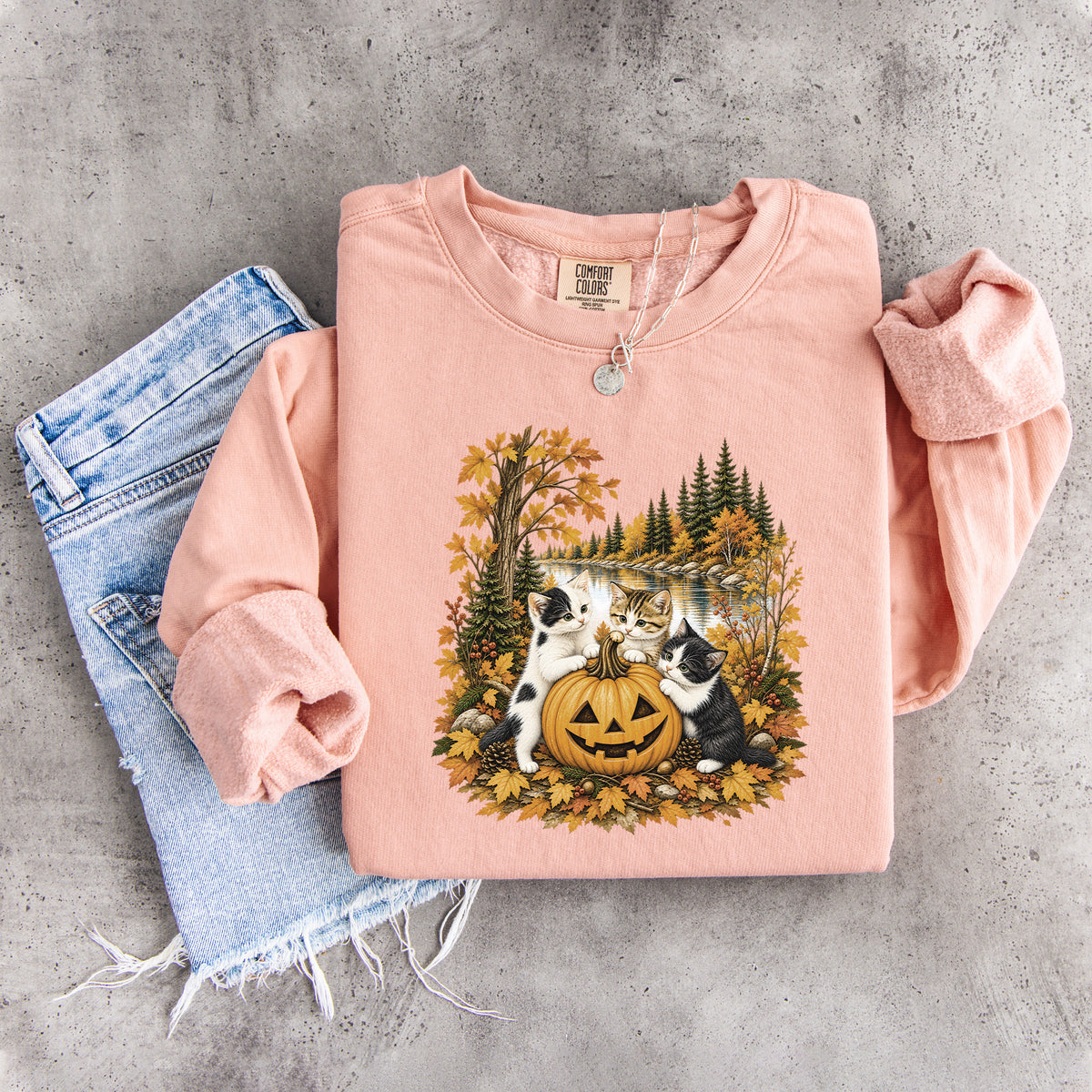 Vintage-90er-Katzen-Halloween-Sweatshirt