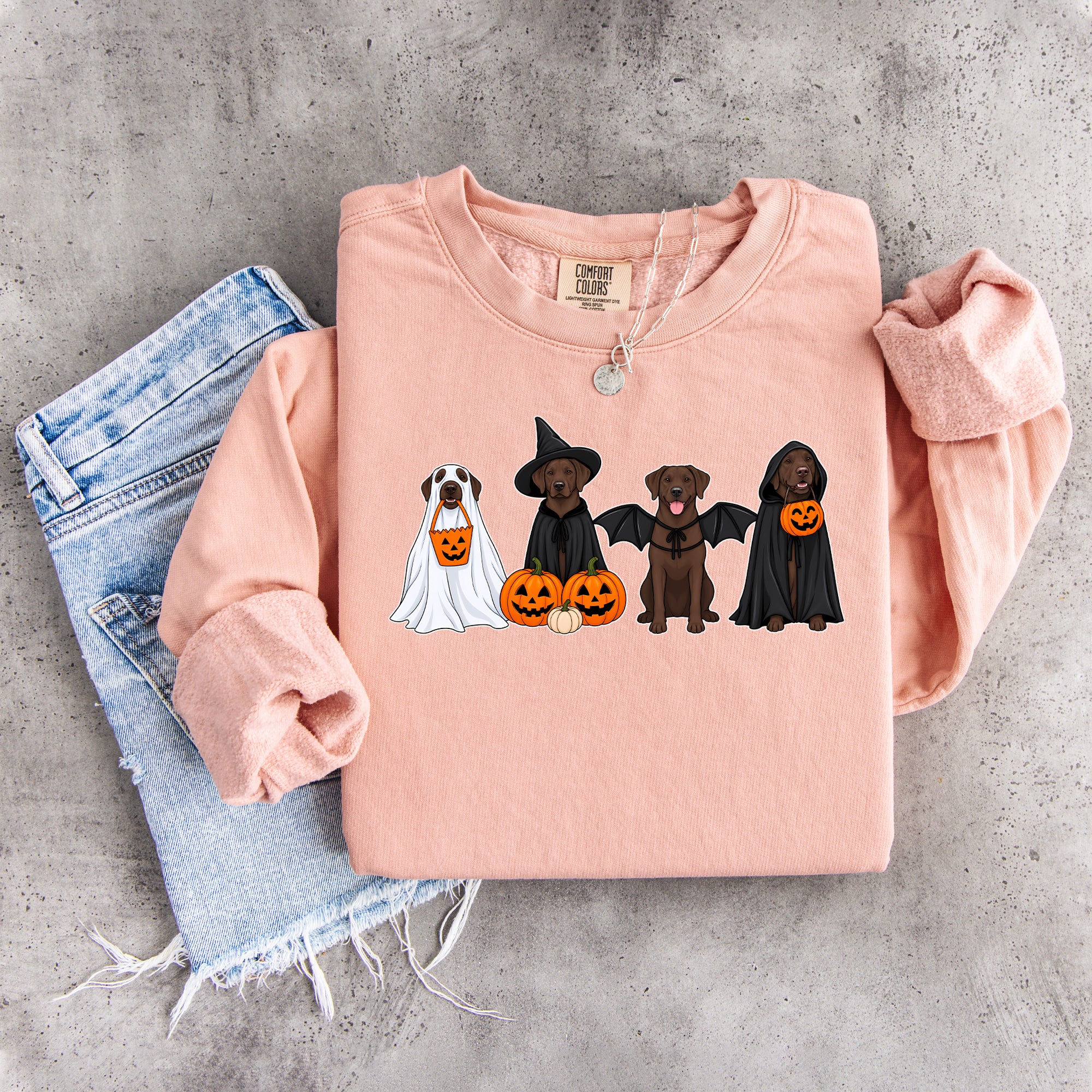 Halloween-Sweatshirt mit braunem Labrador