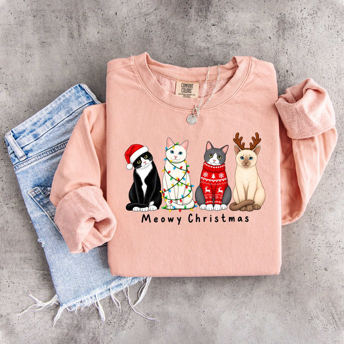 „Meowy Christmas“-Sweatshirt