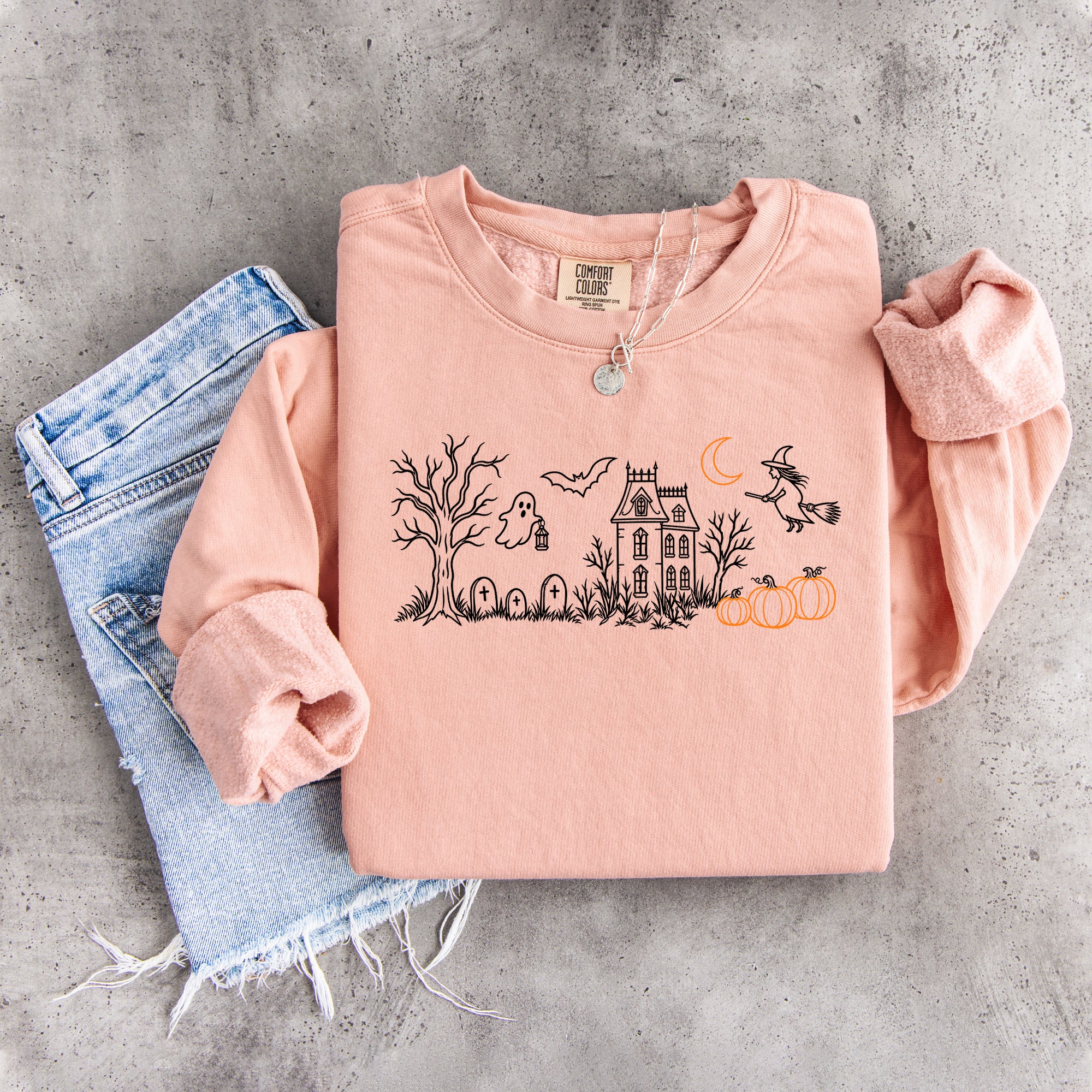 Sweat-shirt brodé « Manoir hanté »