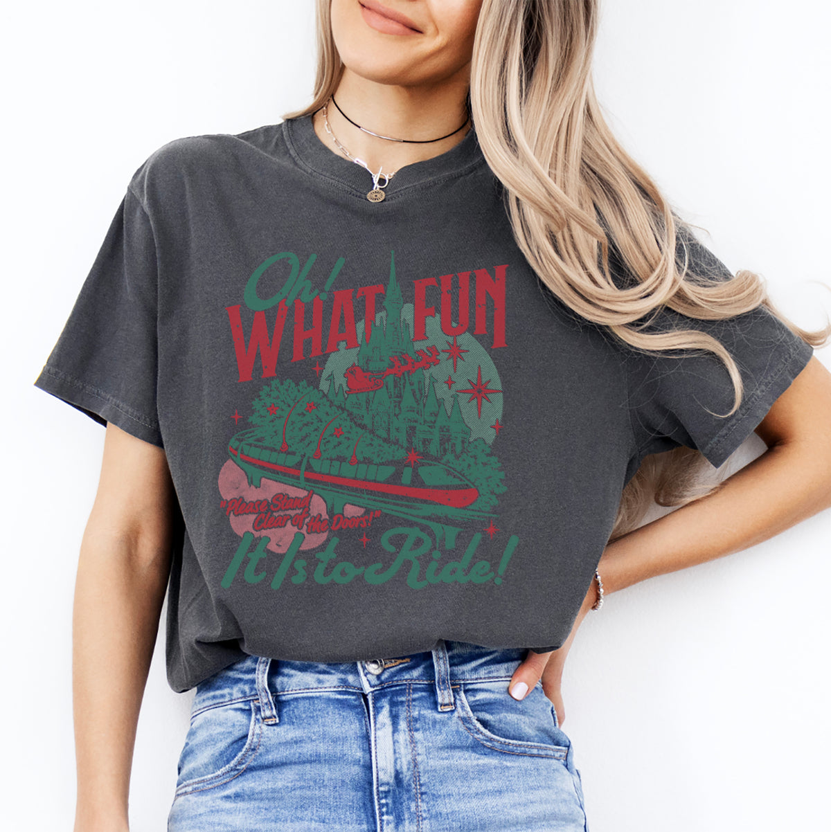 T-Shirt „Oh, wie schön ist es, an Weihnachten zu fahren“
