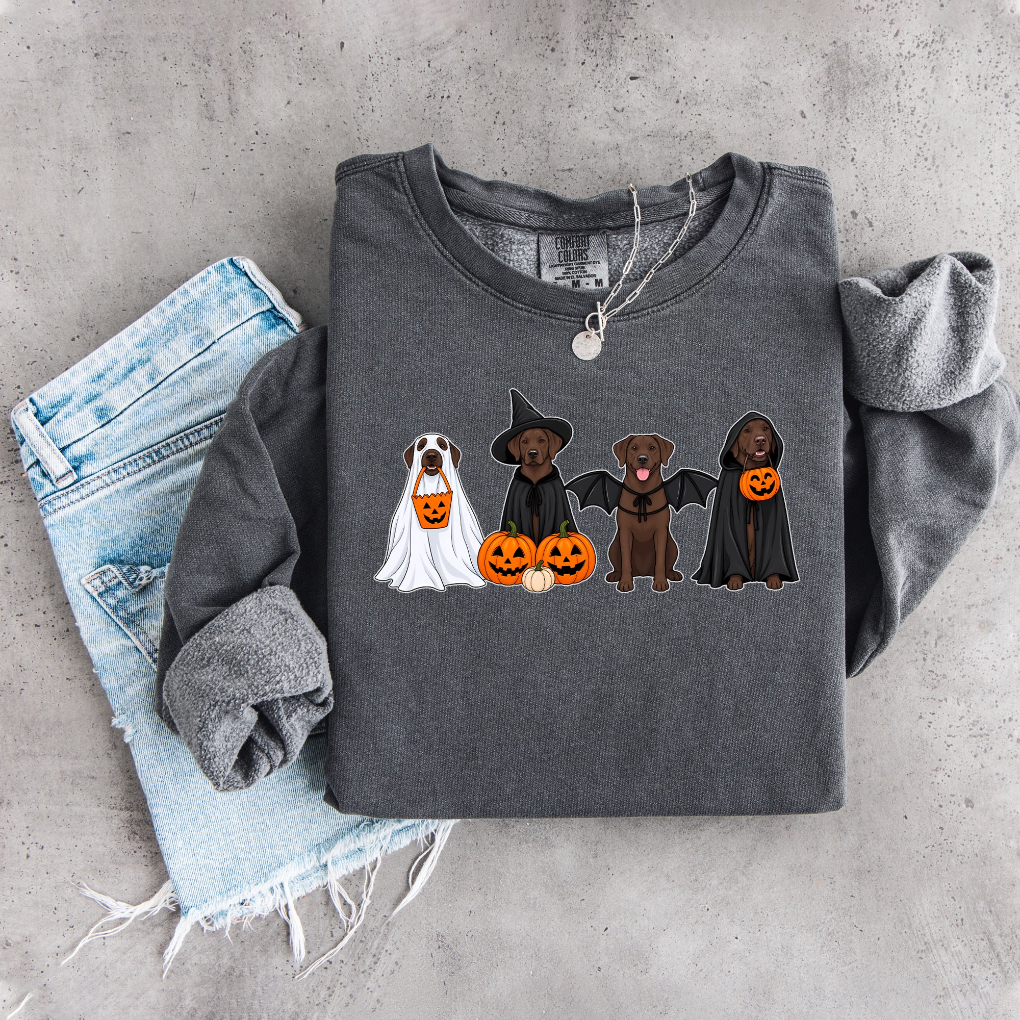 Halloween-Sweatshirt mit braunem Labrador