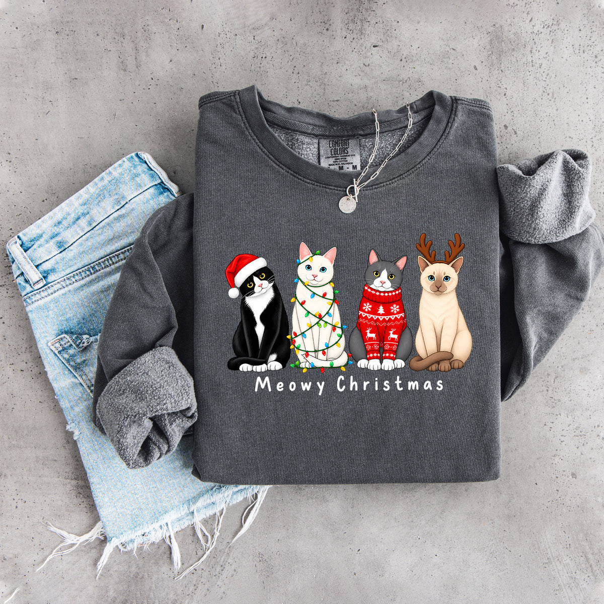 „Meowy Christmas“-Sweatshirt