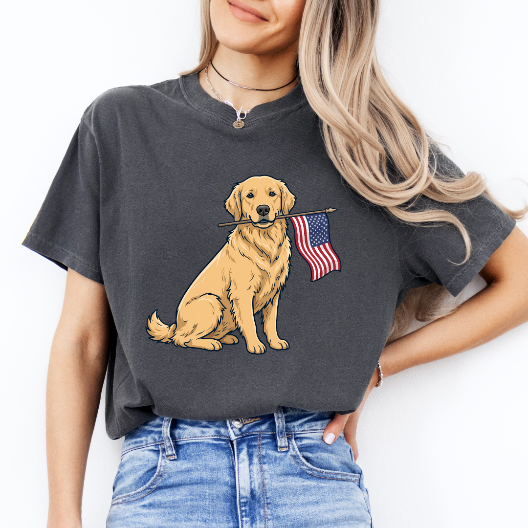 Yellow Labrador American Flag Tee