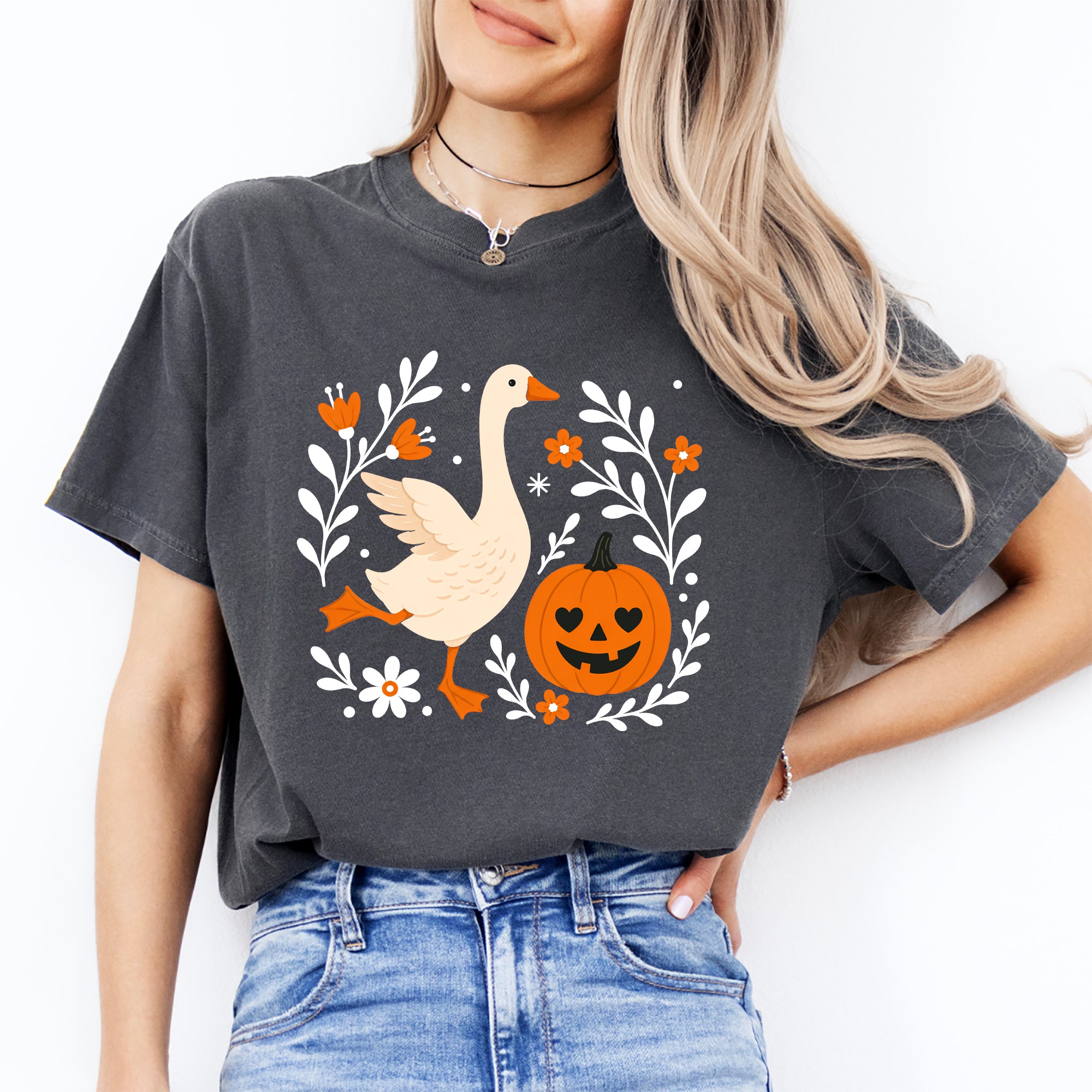 T-Shirt „Blumige Herbstgans“