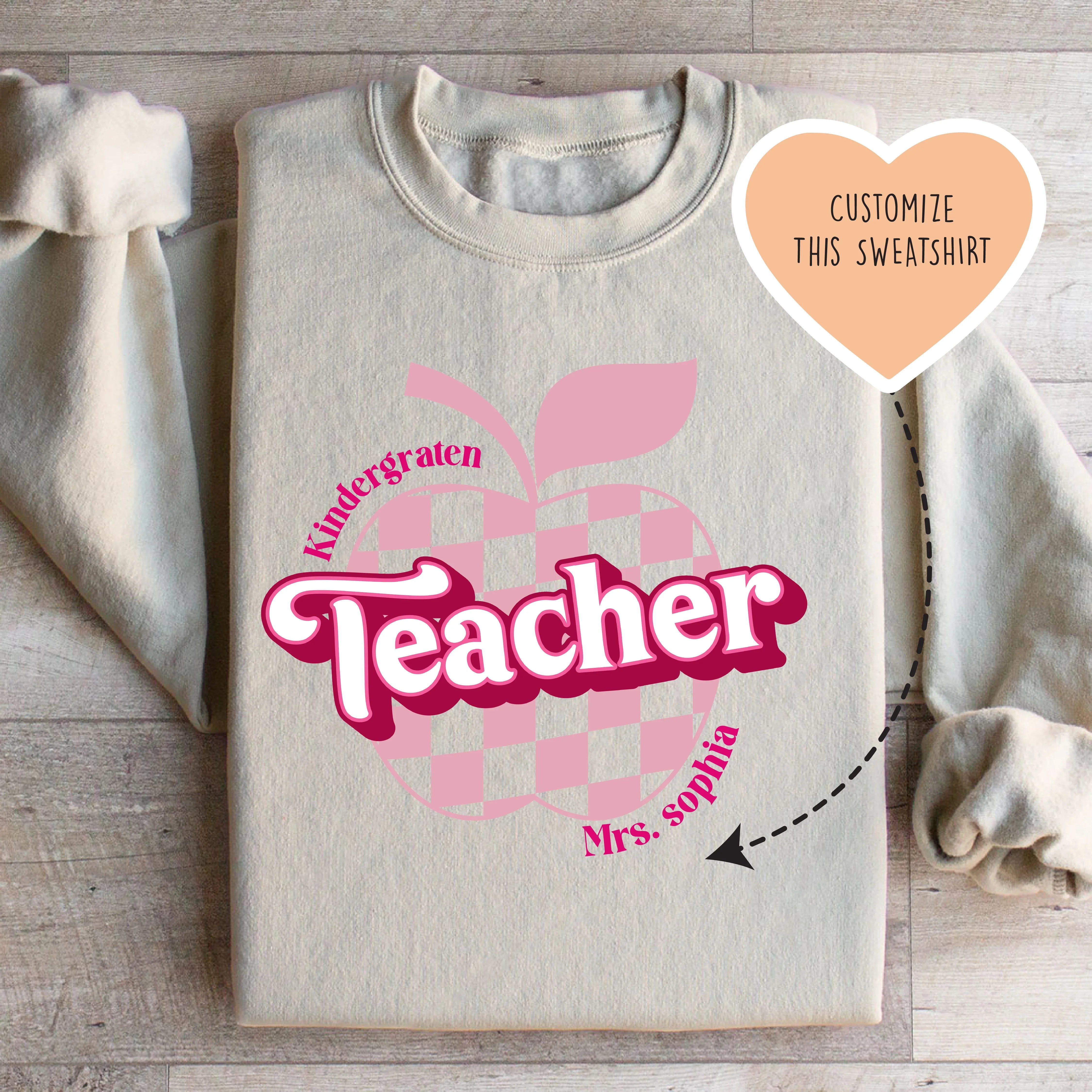 Personalized Apple Teacher Sweatshirt Sand / 2XL printful T-Shirt