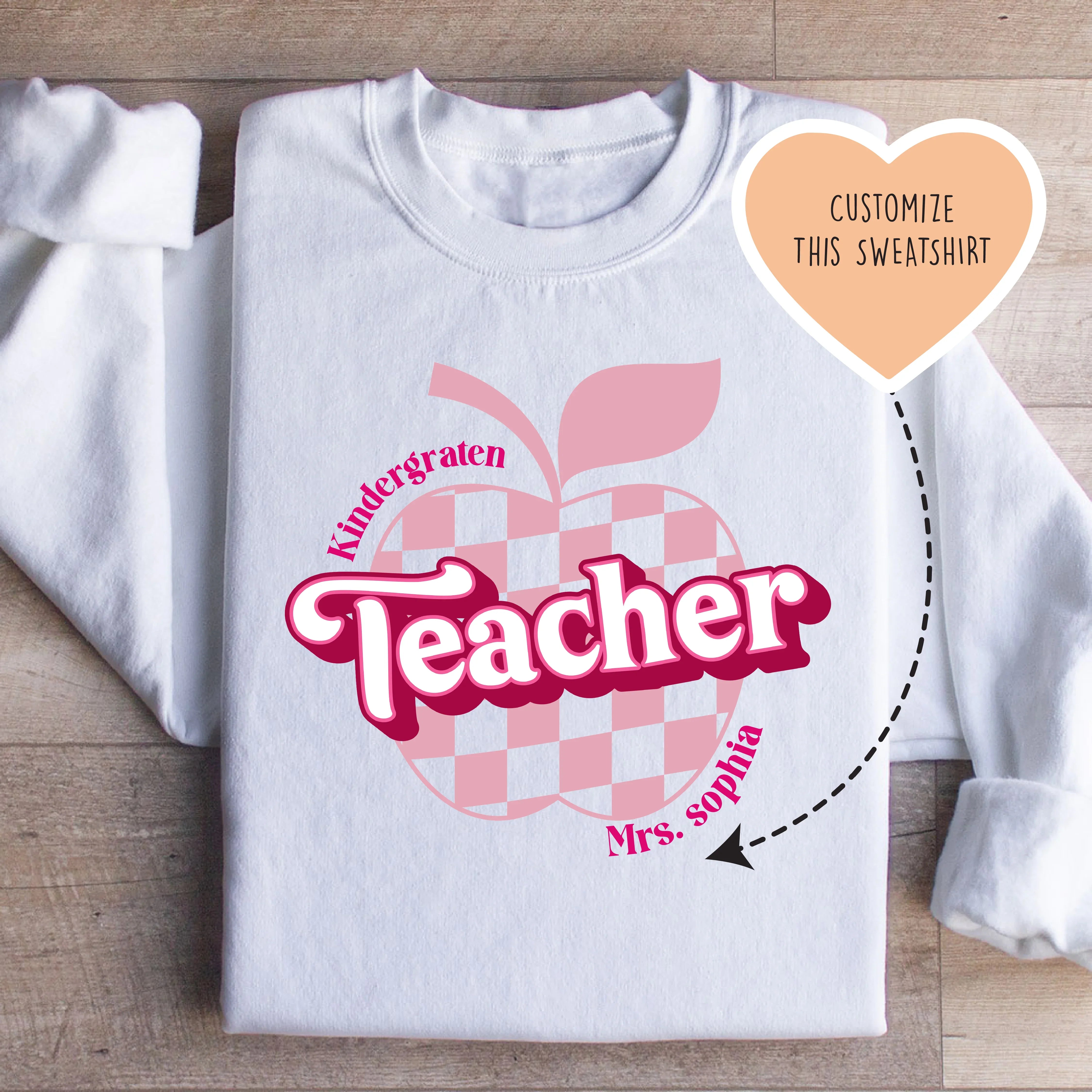 Personalized Apple Teacher Sweatshirt White / 2XL printful T-Shirt