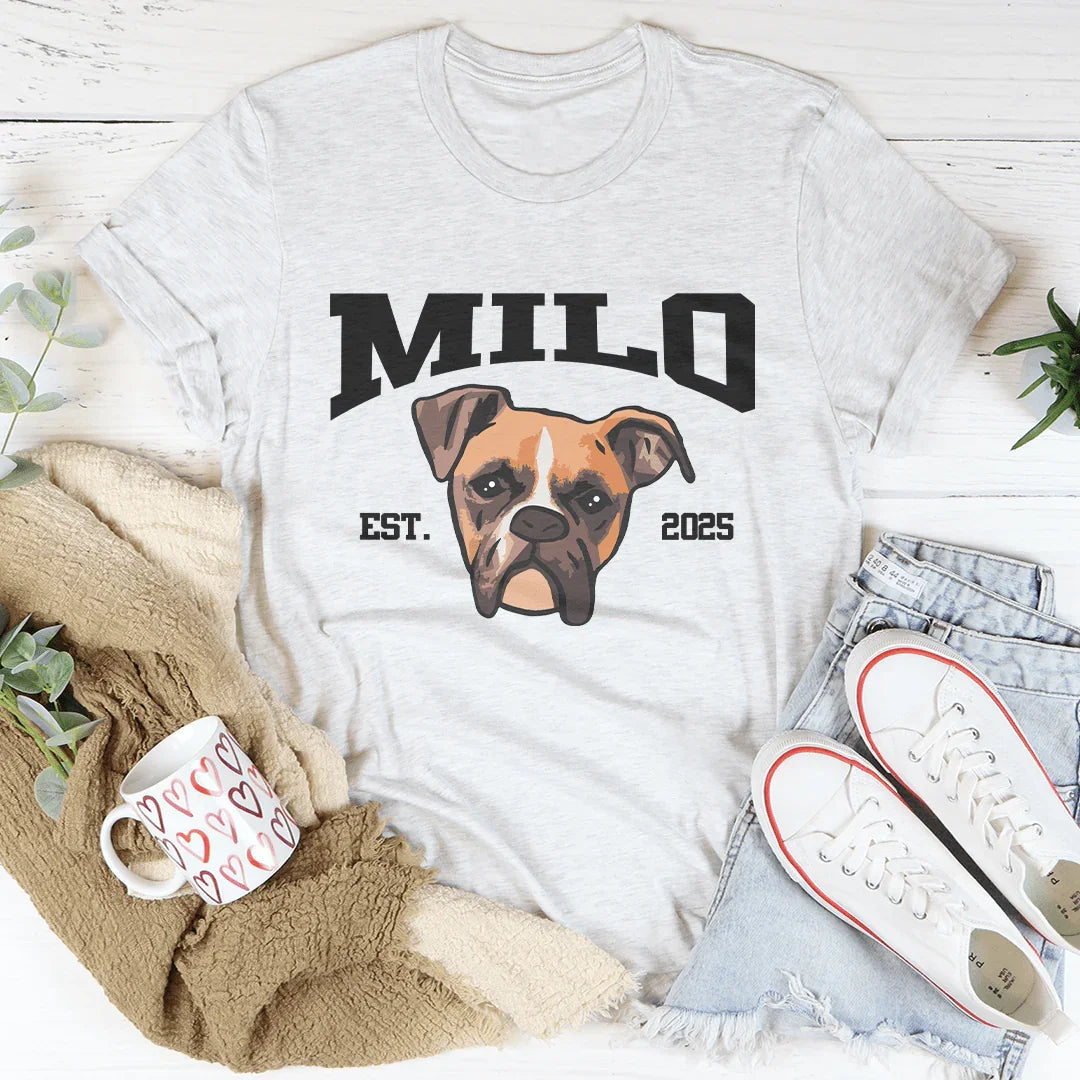 Personalized Boxer Dog Face Pet Lover Gift for Dog Moms & Dads Tee Ash / S Printify T-Shirt T-Shirt