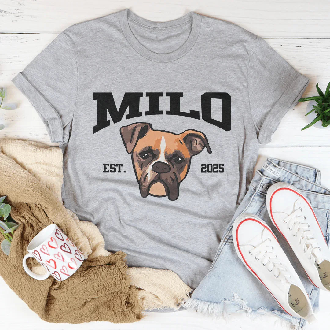 Personalized Boxer Dog Face Pet Lover Gift for Dog Moms & Dads Tee Athletic Heather / S Printify T-Shirt T-Shirt