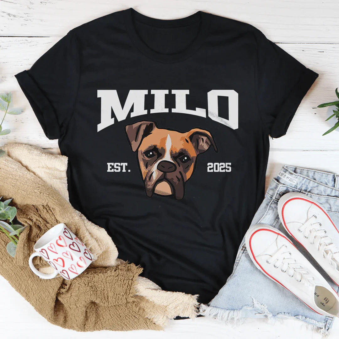 Personalized Boxer Dog Face Pet Lover Gift for Dog Moms & Dads Tee Black / S Printify T-Shirt T-Shirt