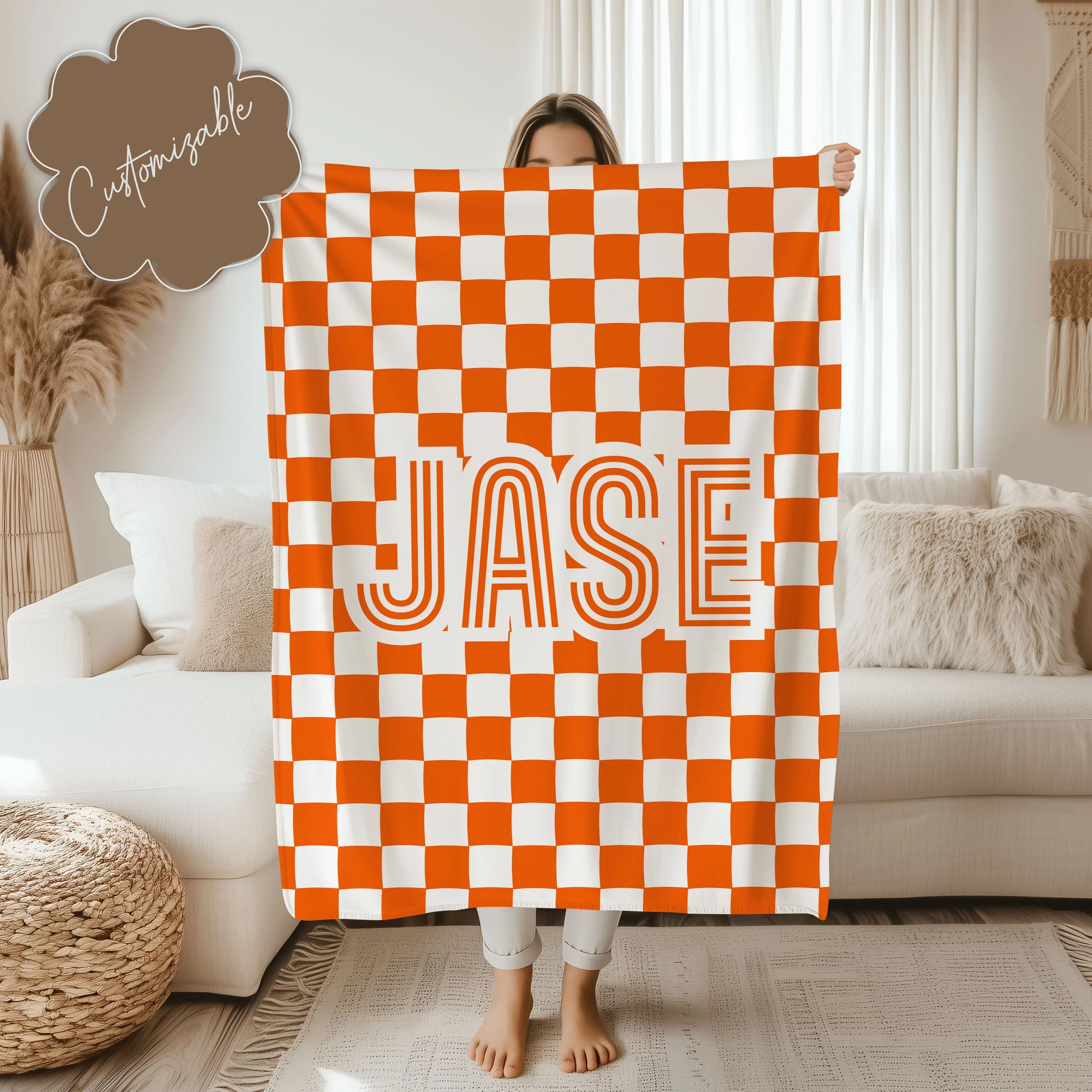Personalized Checker Pattern In Vintage Rustic Style Blanket 50" × 60" Printify All Over Prints T-Shirt
