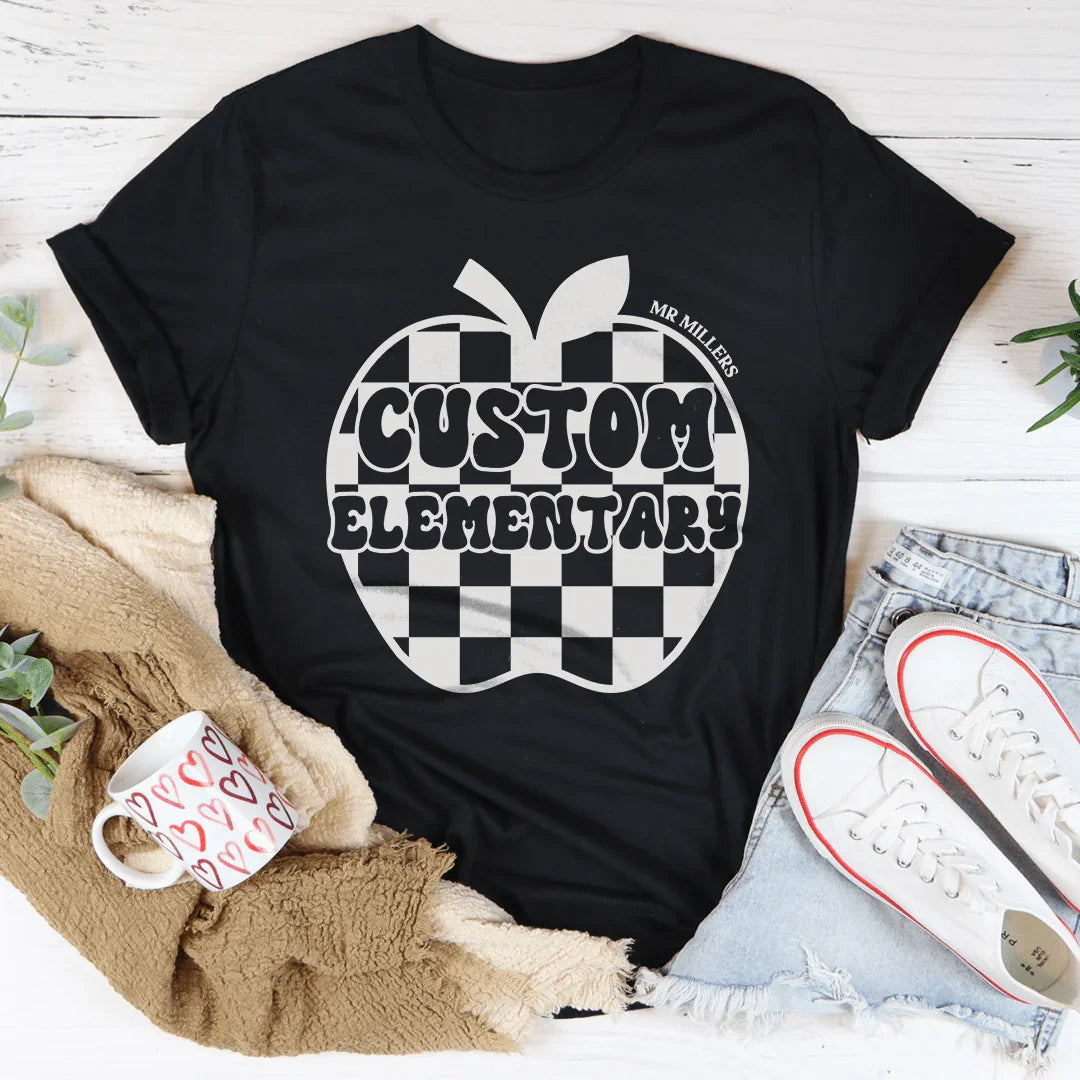 Personalized Elementary School Back To For Kids & Teachers Tee Black / S Printify T-Shirt T-Shirt