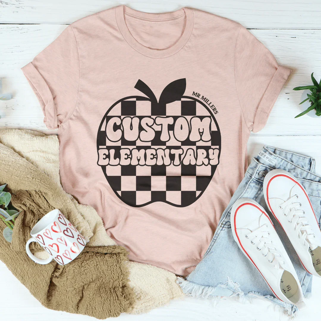 Personalized Elementary School Back To For Kids & Teachers Tee Peach / S Printify T-Shirt T-Shirt
