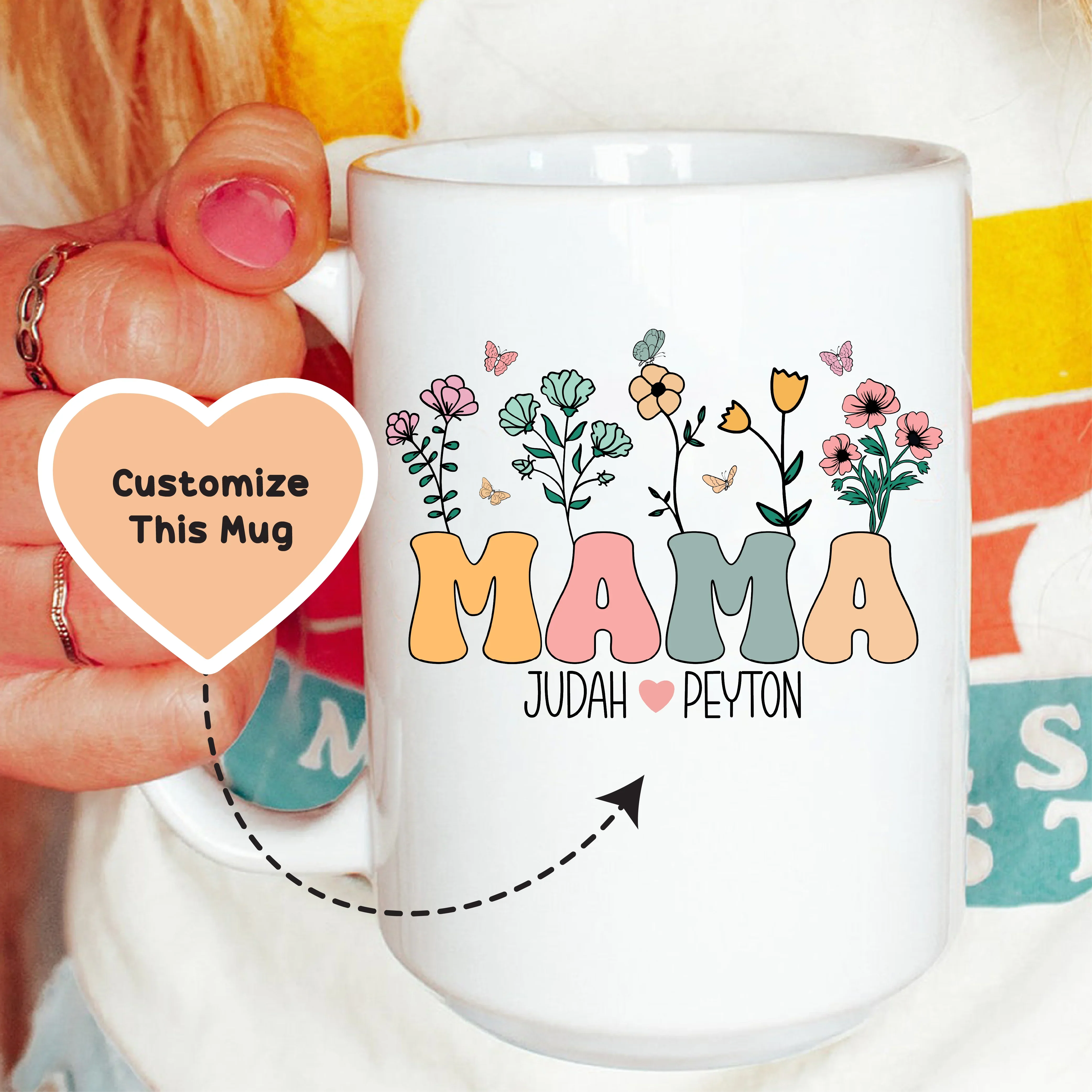 Personalized Mom Mug With Kids Names White / 15 oz printful T-Shirt