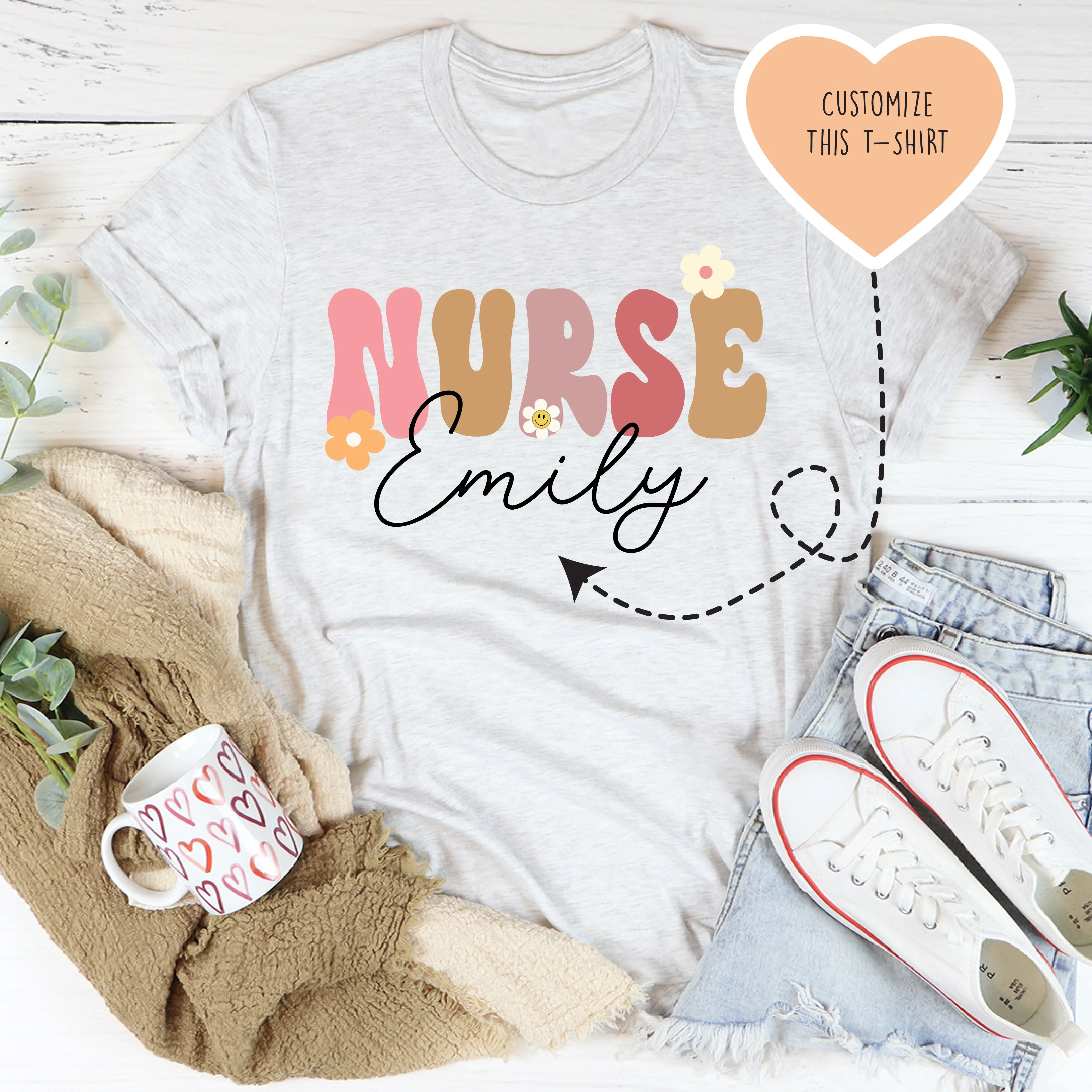 Personalized Nurse Tee Ash / S printful T-Shirt