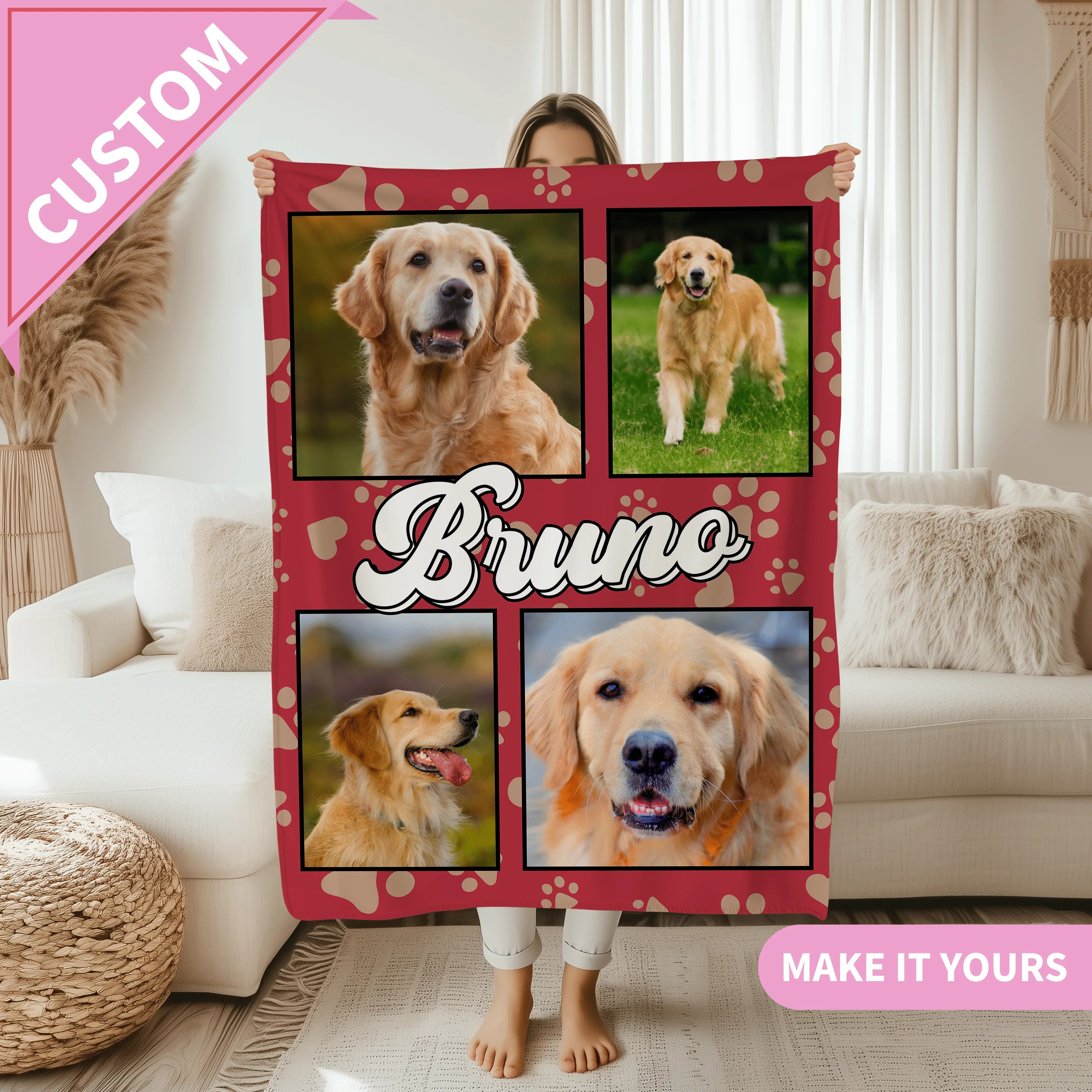 Personalized Pet Photo Collage Dog Blanket 50" × 60" Printify All Over Prints T-Shirt