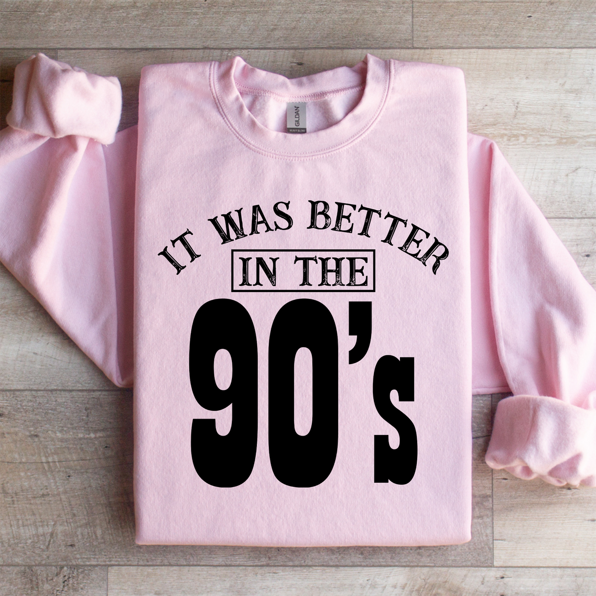It Was Better In The 90s Nostalgic Graphic Sweatshirt in Soft Pink Fleece