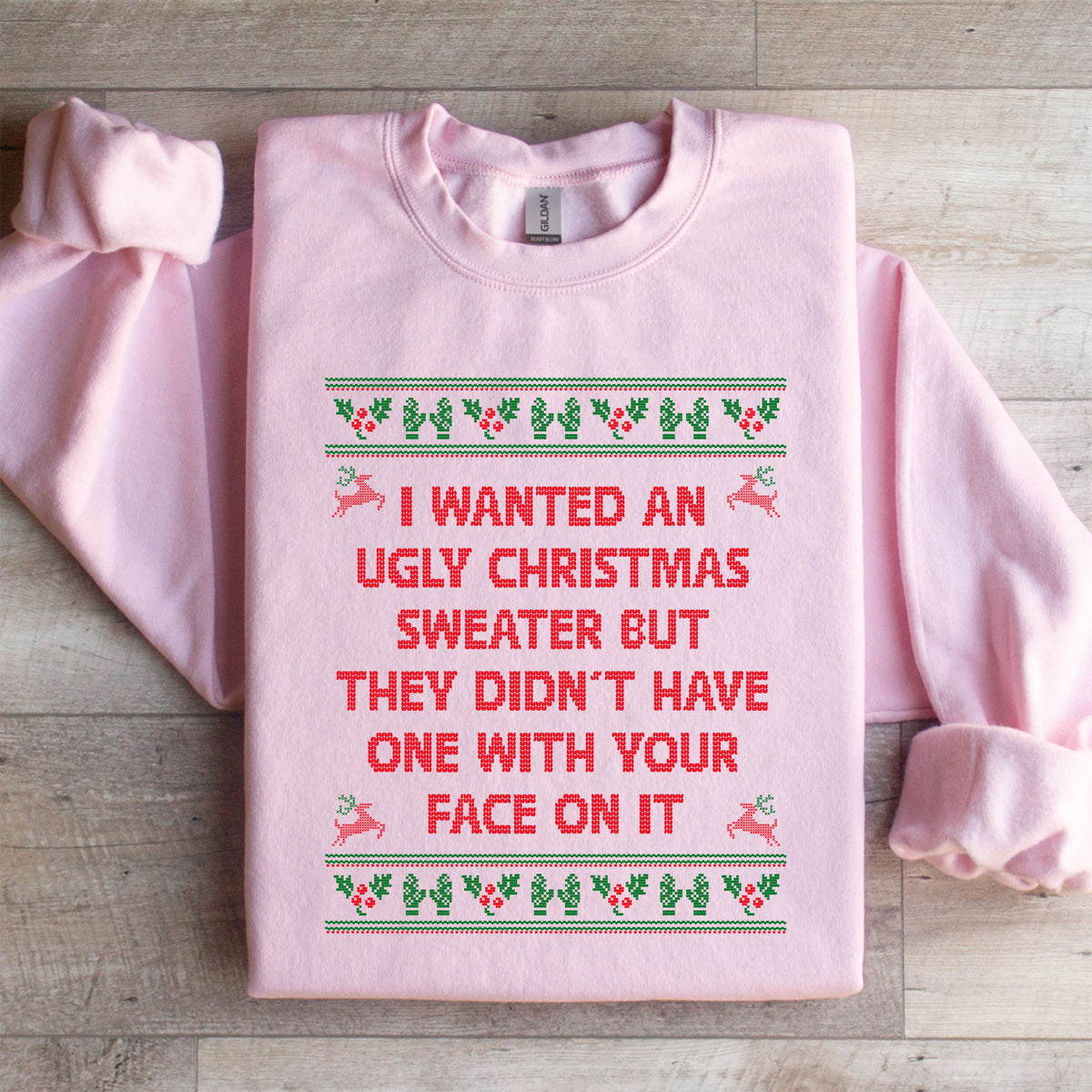 Ich wollte ein Sweatshirt mit einem hässlichen Weihnachtspullover-Motiv