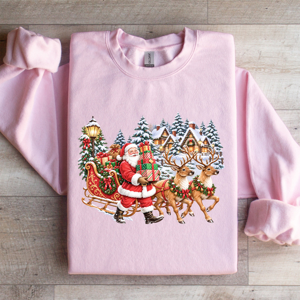 Vintage Santa & Reindeer Christmas Sweatshirt