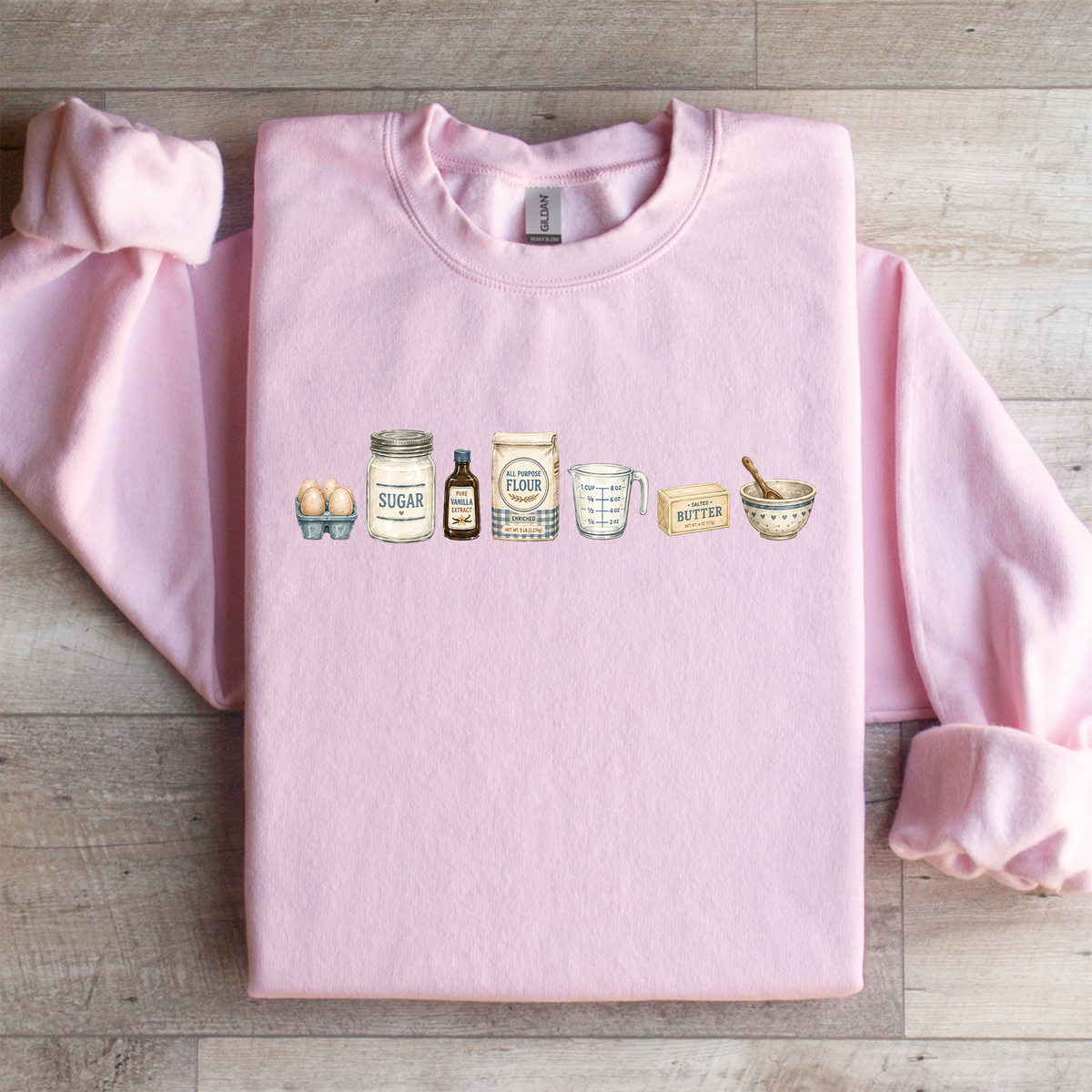 Sweat-shirt à col rond douillet pour boulangers – motif d’ingrédients de cuisine « Baking Icons »