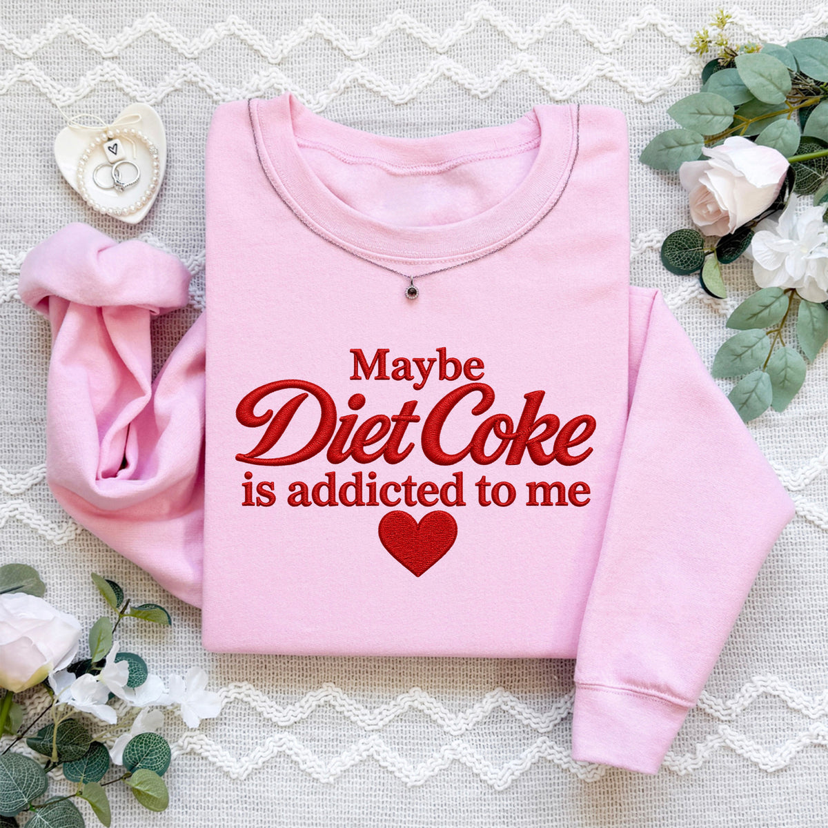 Soda Lover Embroidered Fleece Pullover – \"Diet Coke\"