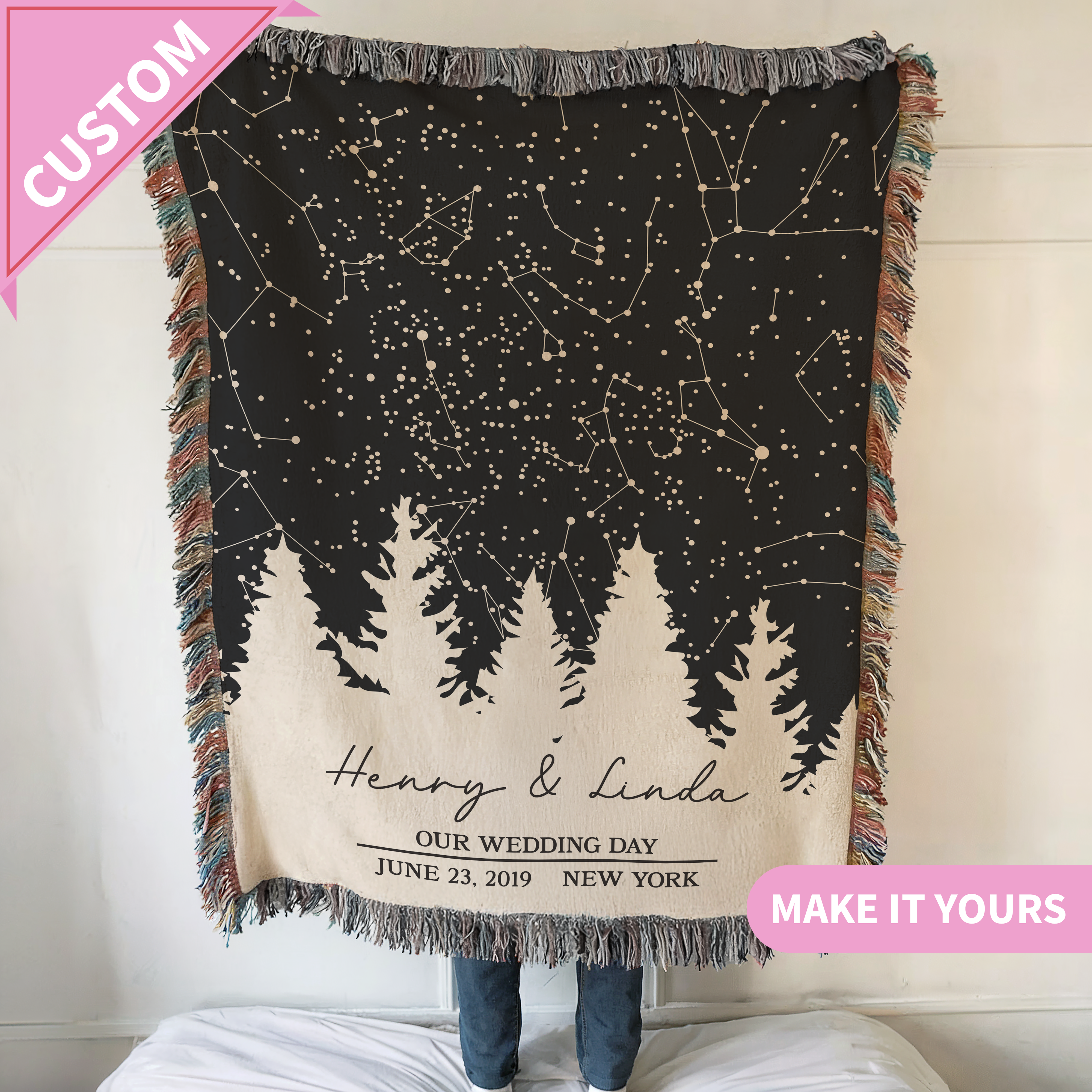Custom Star Map Wedding Gift Blanket