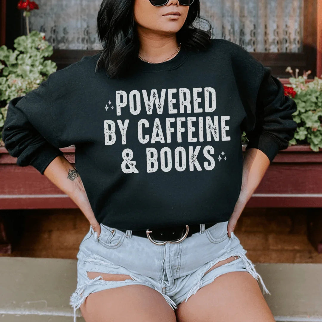 Powered By Caffeine & Books Sweatshirt Black / S Peachy Sunday T-Shirt