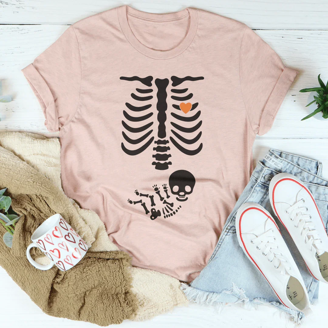 Pregnant Skeleton Baby Boy Tee Heather Prism Peach / S Peachy Sunday T-Shirt
