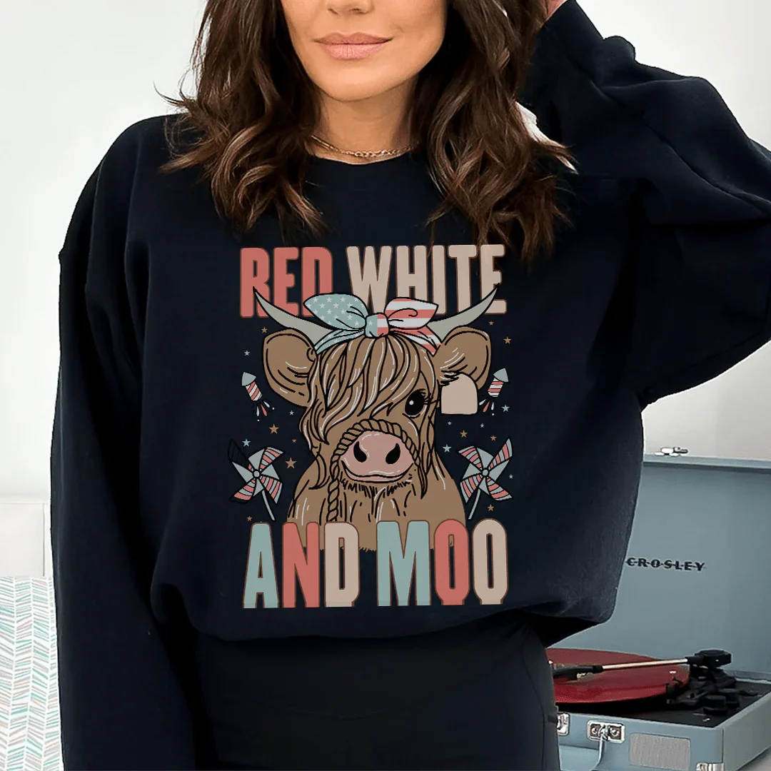 Red White And Moo Tee Black / S Peachy Sunday T-Shirt