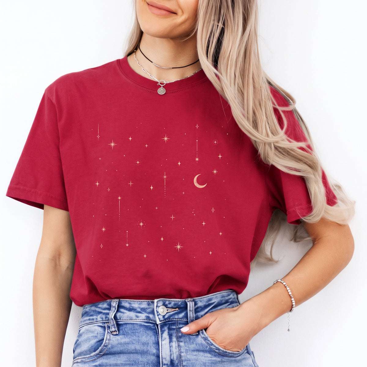 T-shirt Lune étoilée céleste